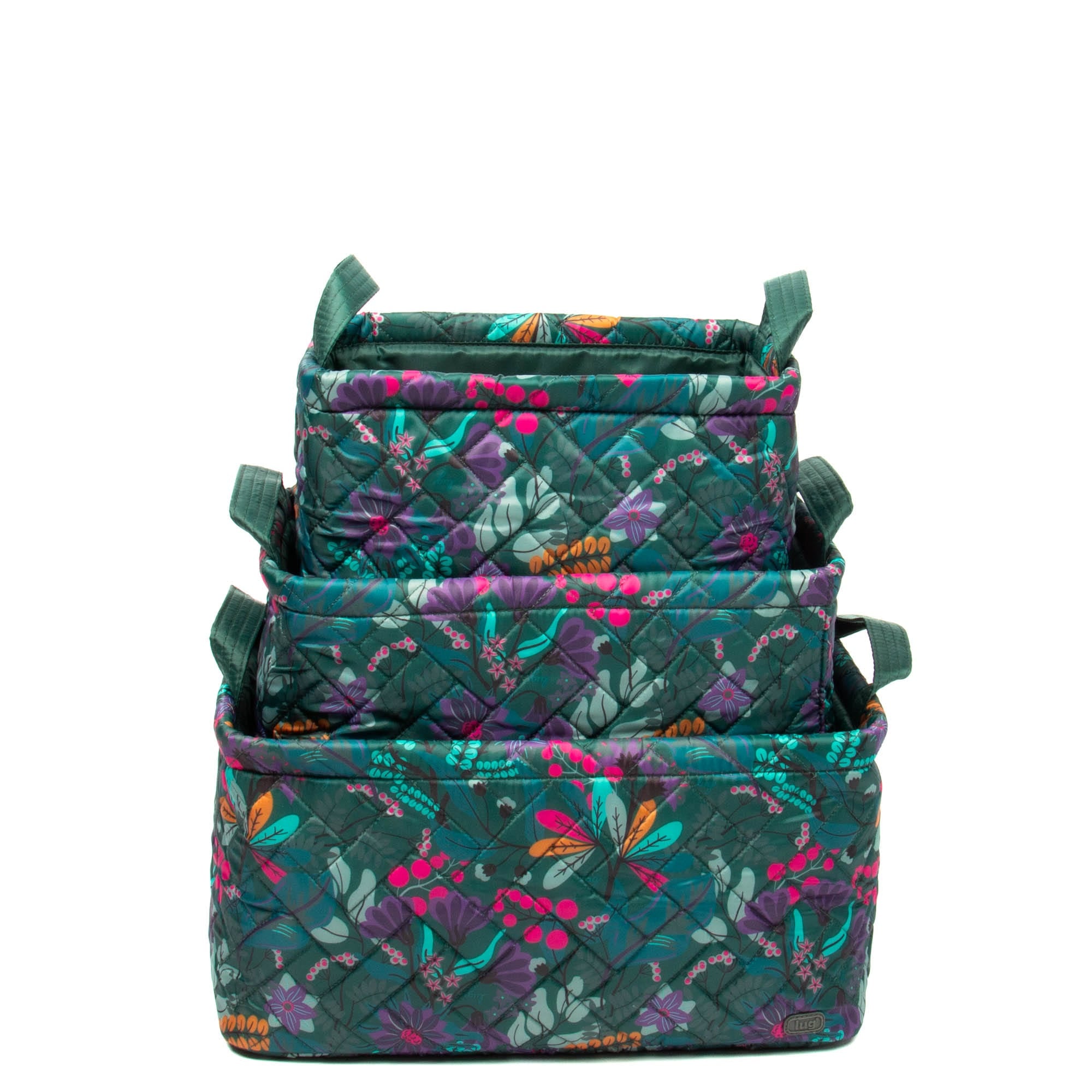 Crescendo 3pc Reversible Storage Bins - EVERMORE FLORA GREEN - Crescendo_EvermoreFloraGreen_05