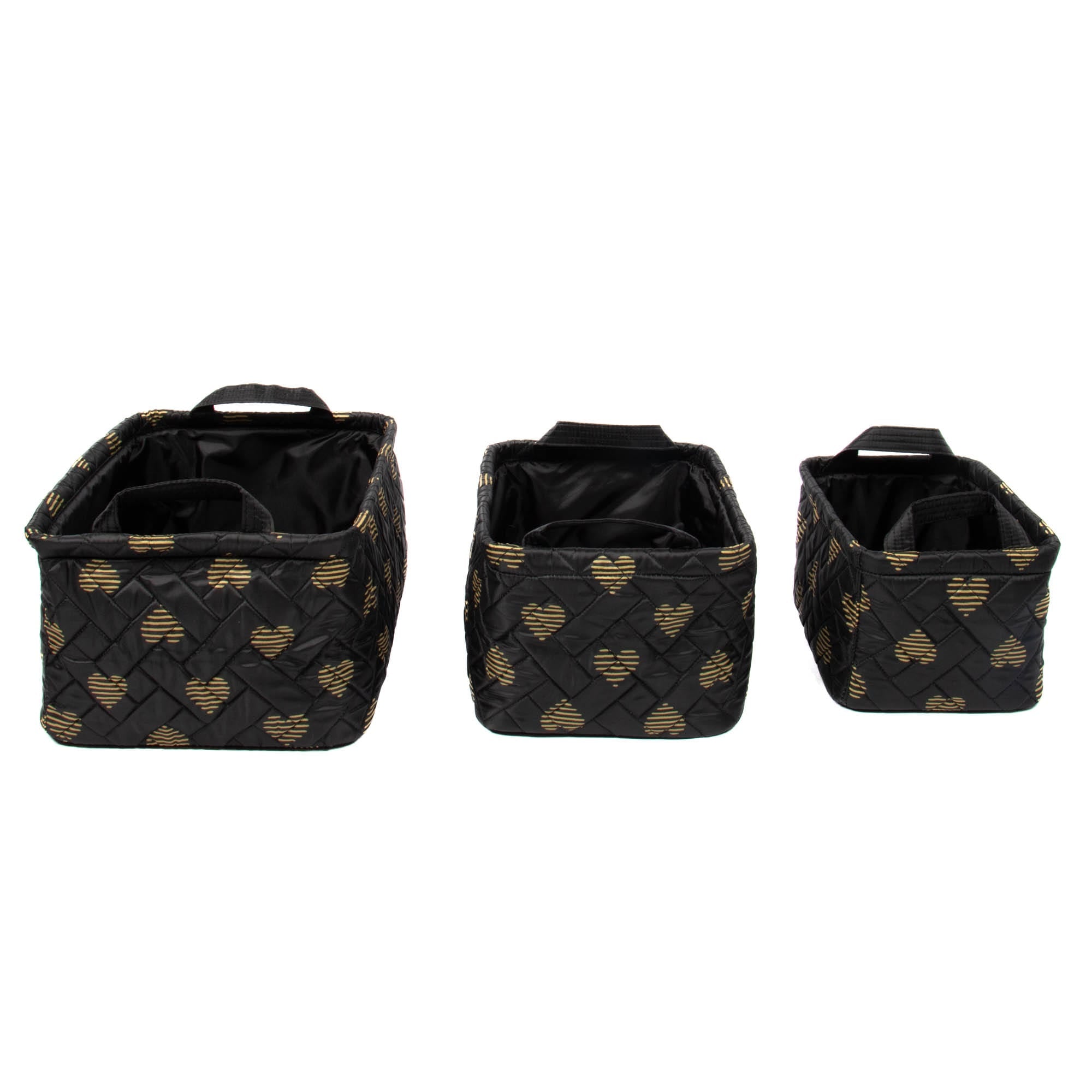 Crescendo 3pc Reversible Storage Bins - HEARTS BLACK - Crescendo_HeartsGold_01
