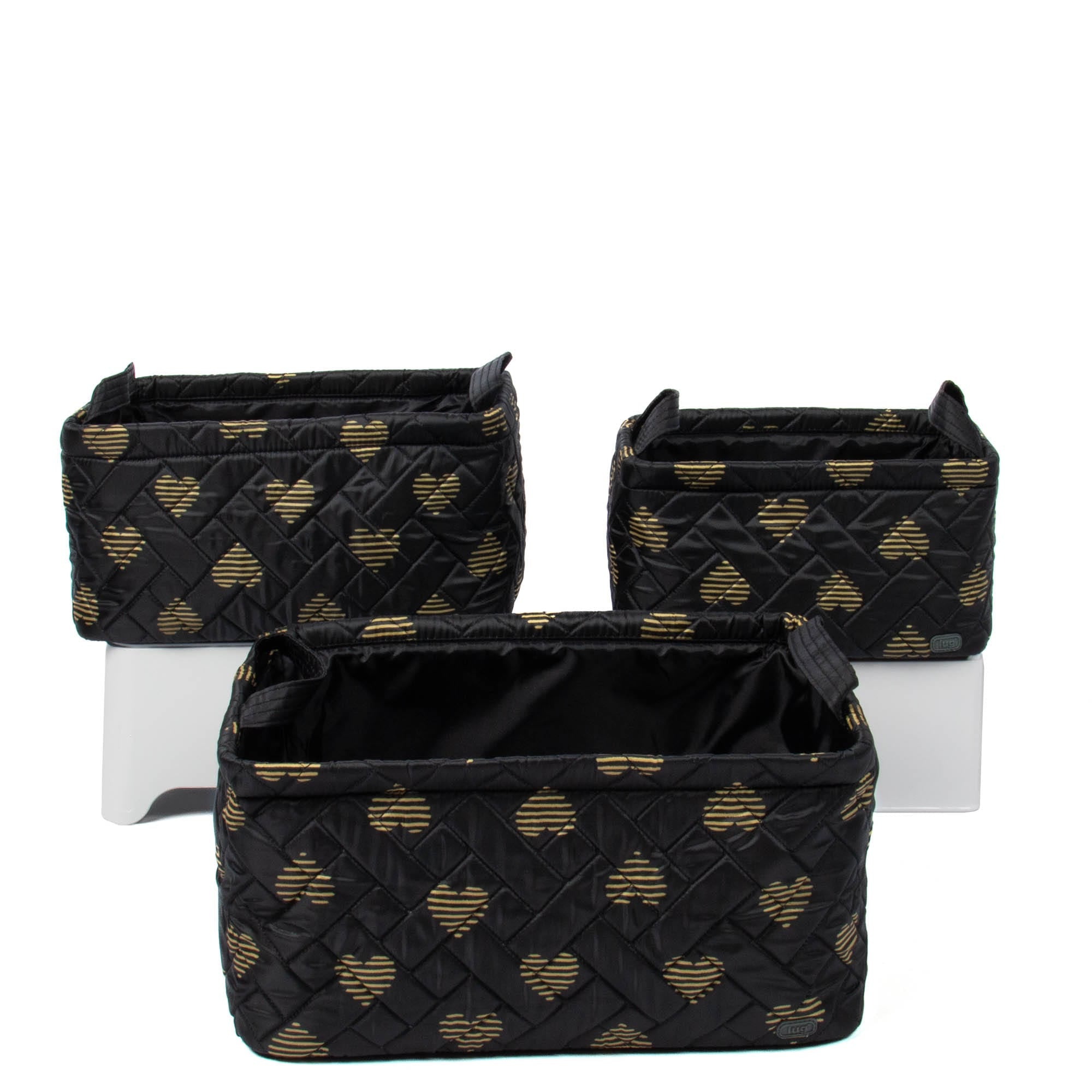 Crescendo 3pc Reversible Storage Bins - HEARTS BLACK - Crescendo_HeartsGold_02