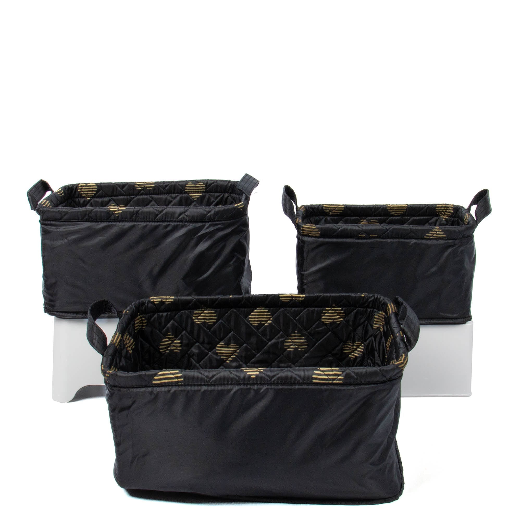 Crescendo 3pc Reversible Storage Bins - HEARTS BLACK - Crescendo_HeartsGold_03
