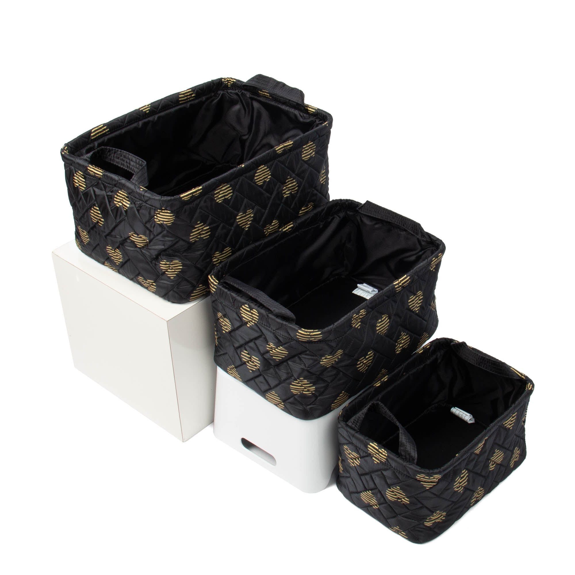 Crescendo 3pc Reversible Storage Bins - HEARTS BLACK - Crescendo_HeartsGold_04