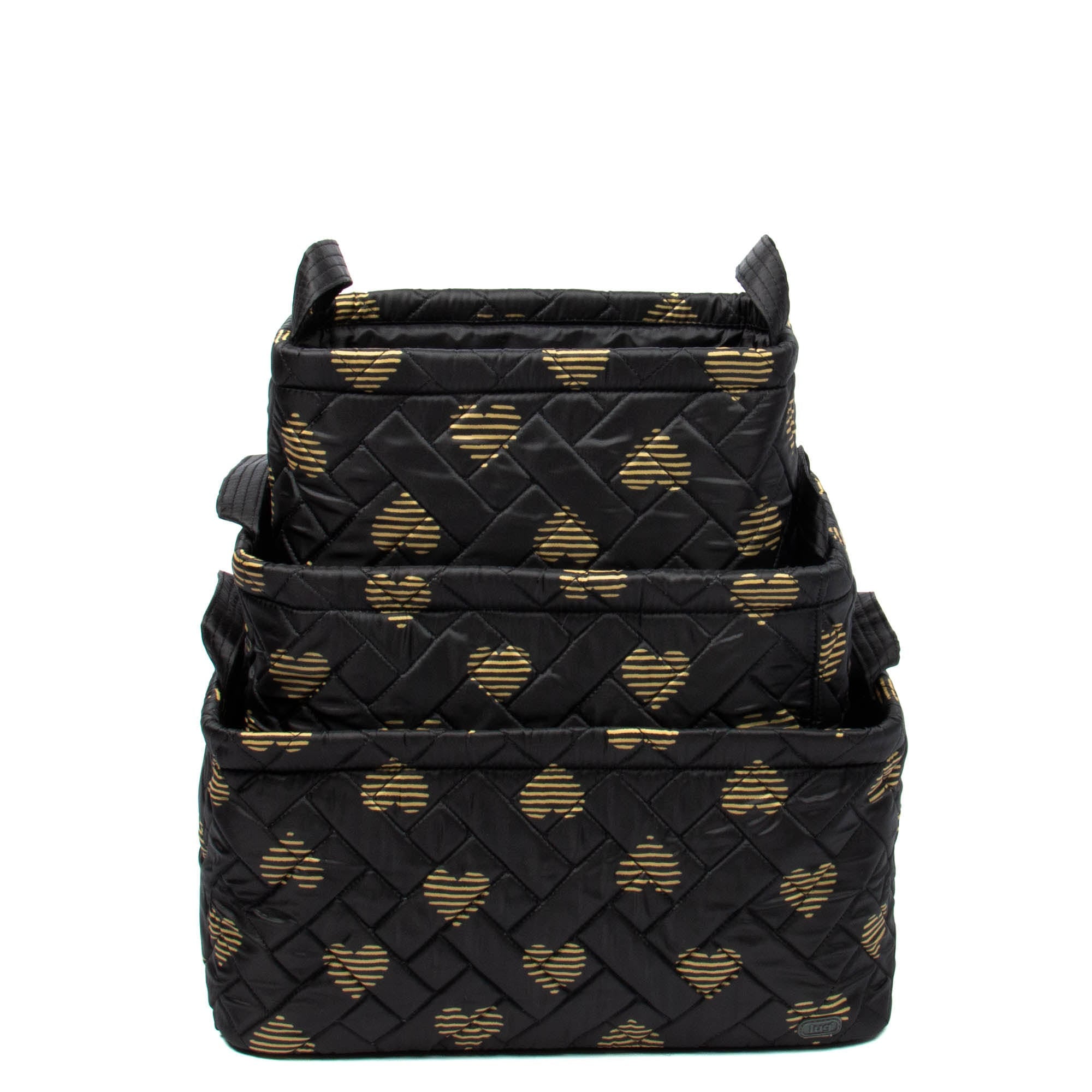 Crescendo 3pc Reversible Storage Bins - HEARTS BLACK - Crescendo_HeartsGold_05