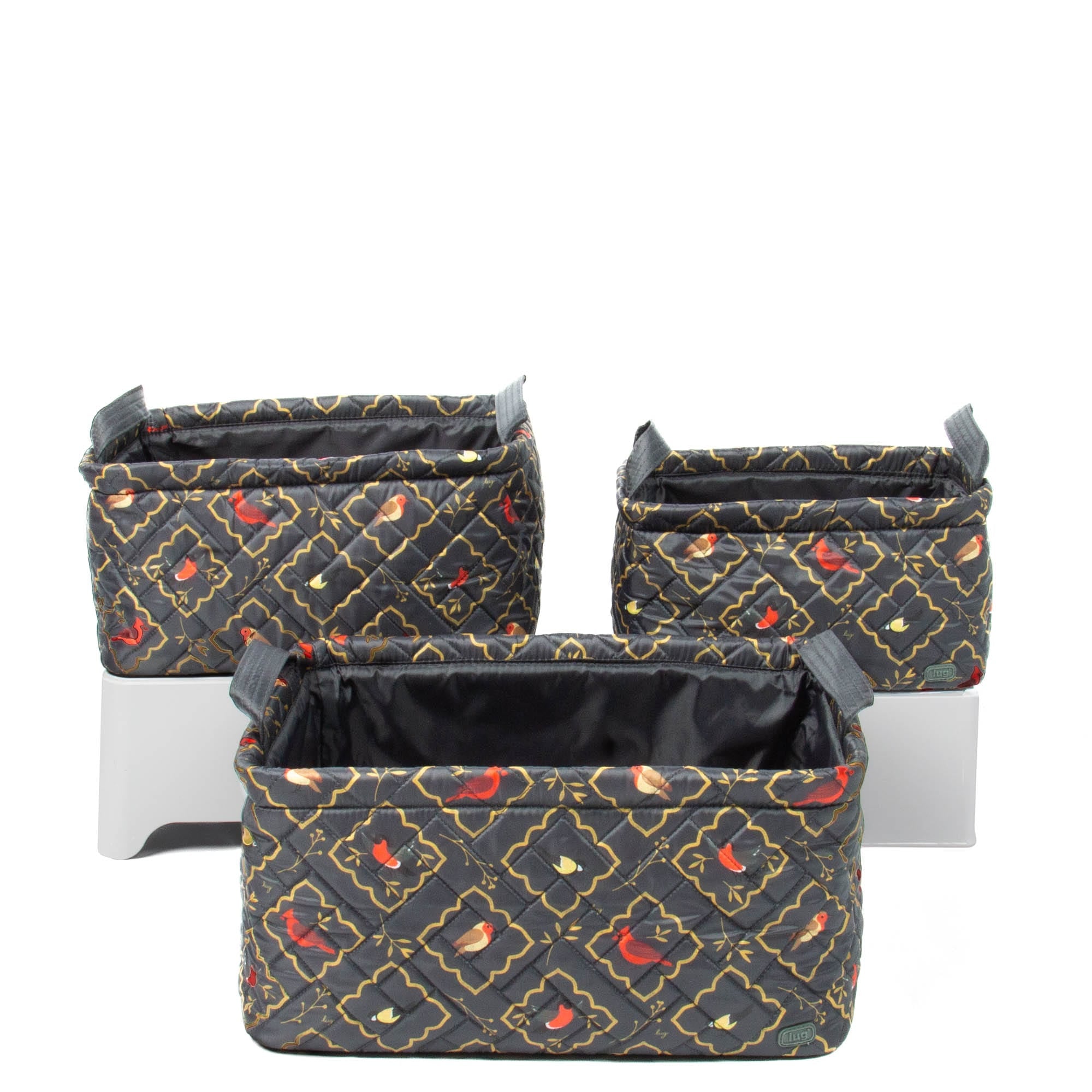 Crescendo 3pc Reversible Storage Bins - SONGBIRDS GREY - Crescendo_SongbirdsGrey_02