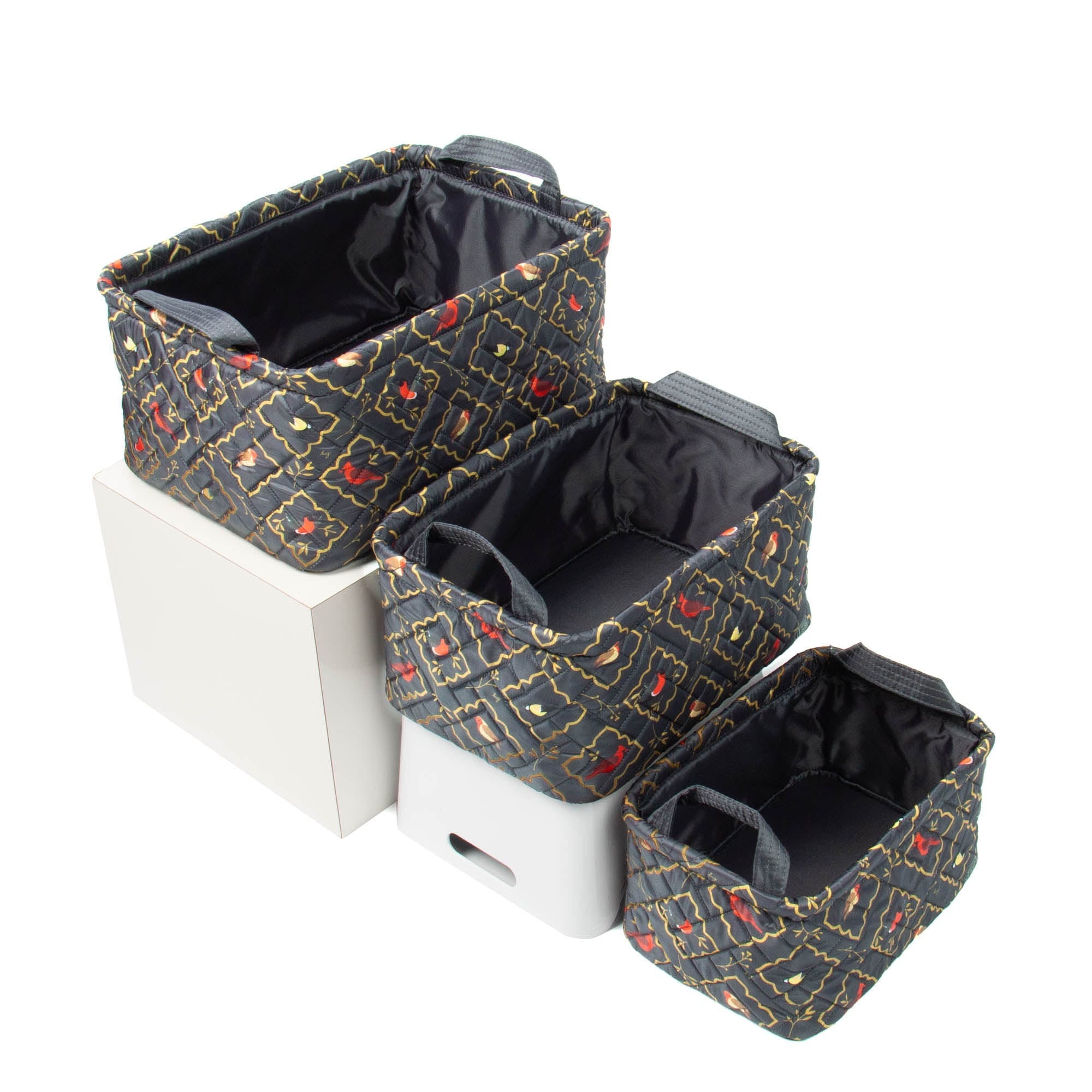 Crescendo 3pc Reversible Storage Bins - SONGBIRDS GREY - Crescendo_SongbirdsGrey_04
