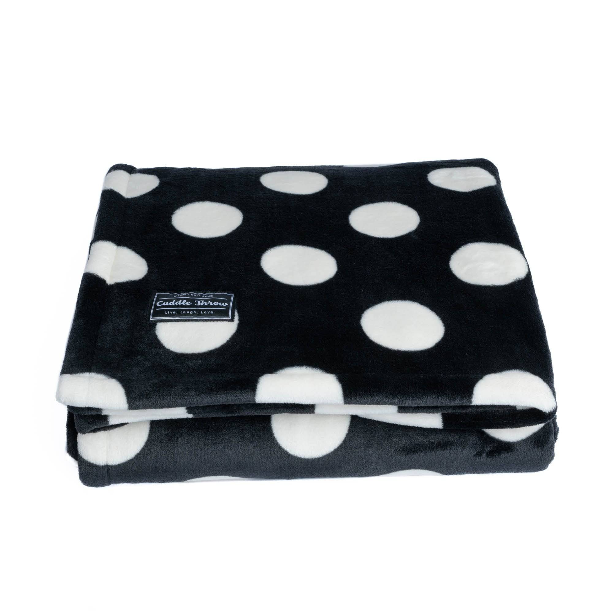 Cuddle Throw Blanket - BLACK LARGE DOT 2 - CuddleThrow_BlackLGDot_01