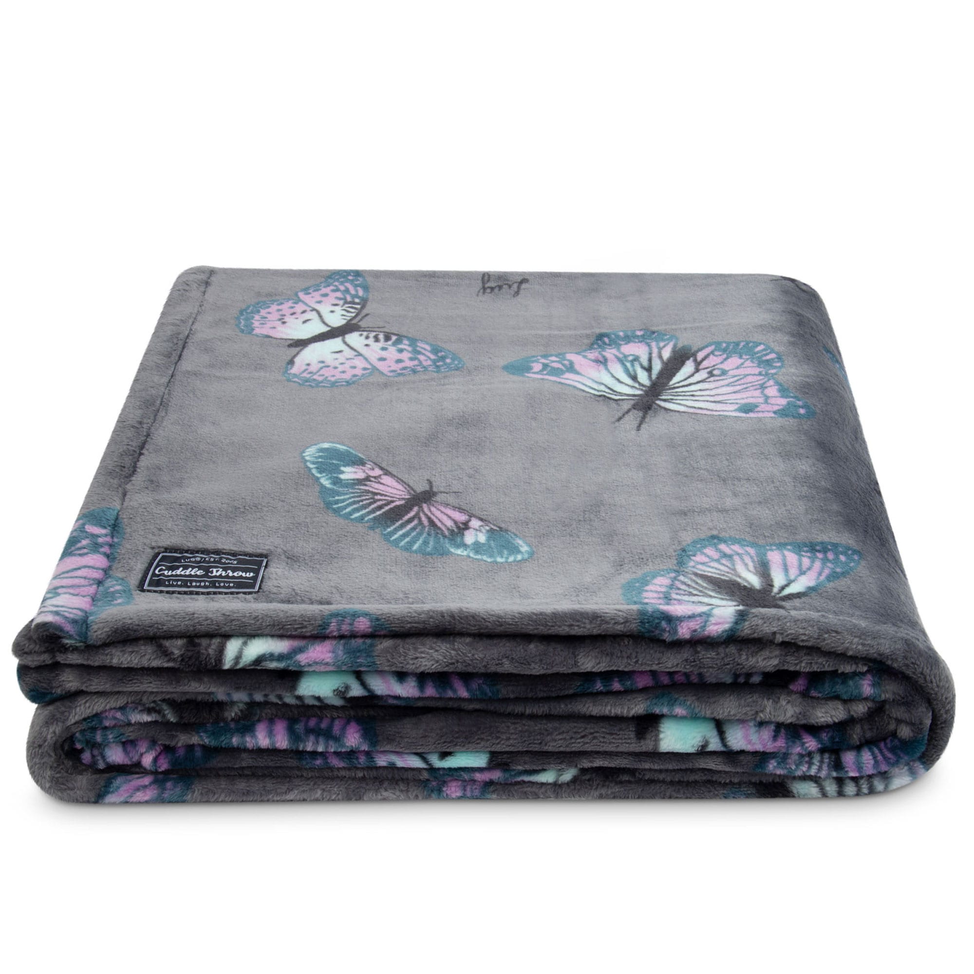 Cuddle Throw Blanket - BUTTERFLY GREY - CuddleThrow_ButterflyGrey_01
