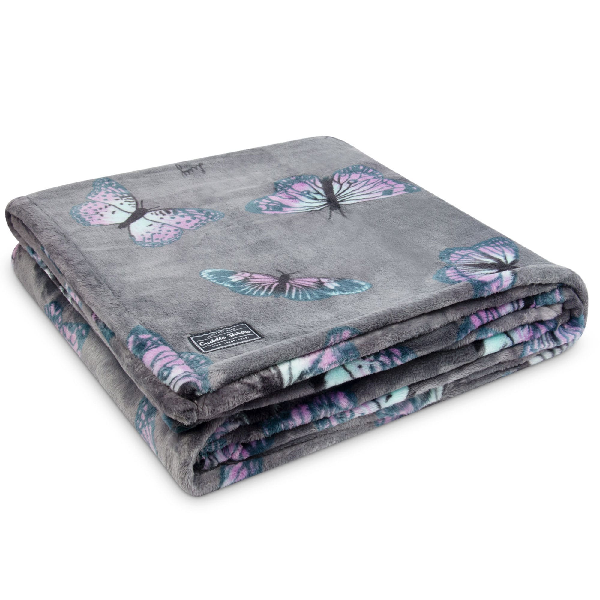 Cuddle Throw Blanket - BUTTERFLY GREY - CuddleThrow_ButterflyGrey_02