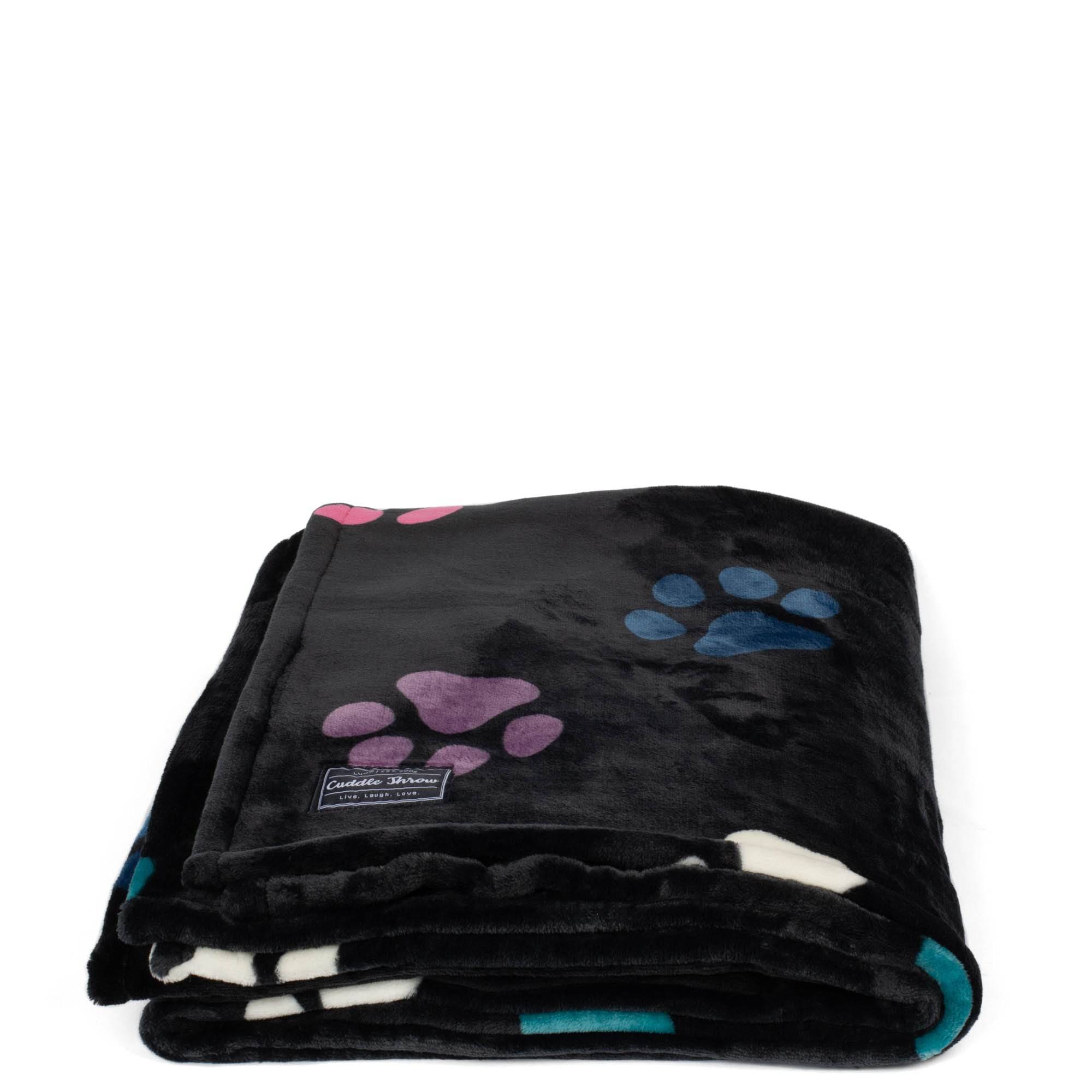 Cuddle Throw Blanket - PAWS BLACK - CuddleThrow_PawsBlackXL_01