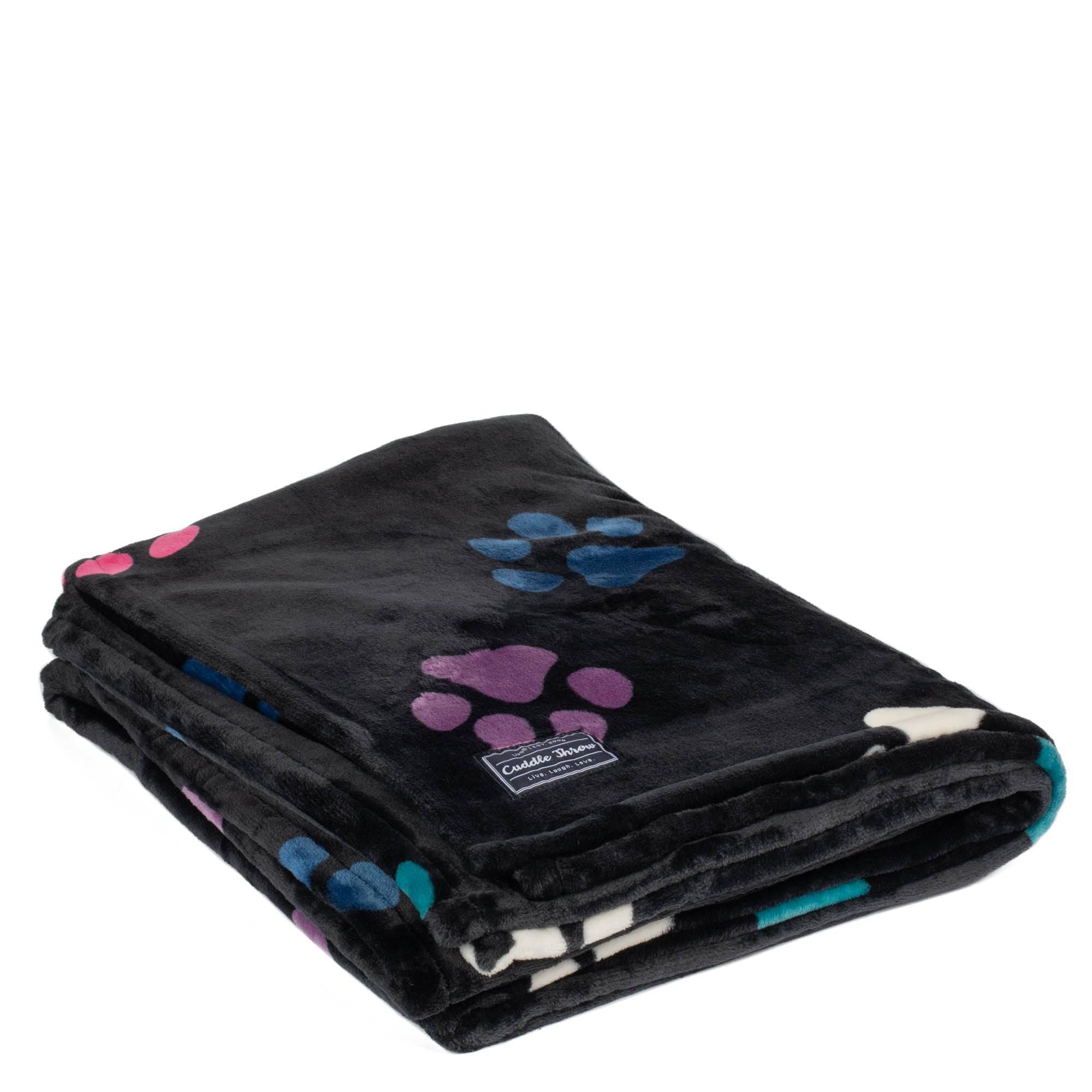 Cuddle Throw Blanket - PAWS BLACK - CuddleThrow_PawsBlackXL_02