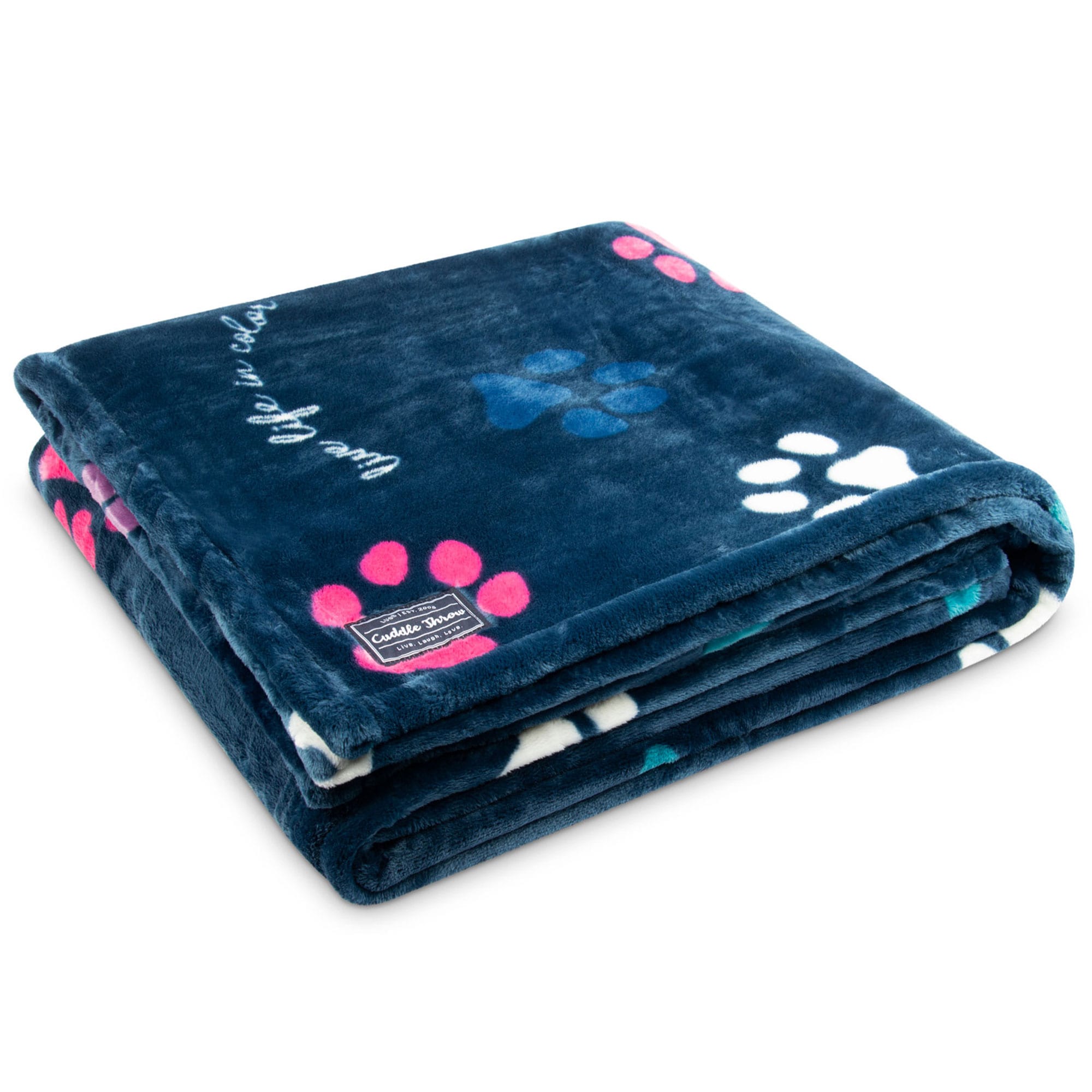 Cuddle Throw Blanket - PAWS NAVY - CuddleThrow_PawsNavy_02_ikfxa6
