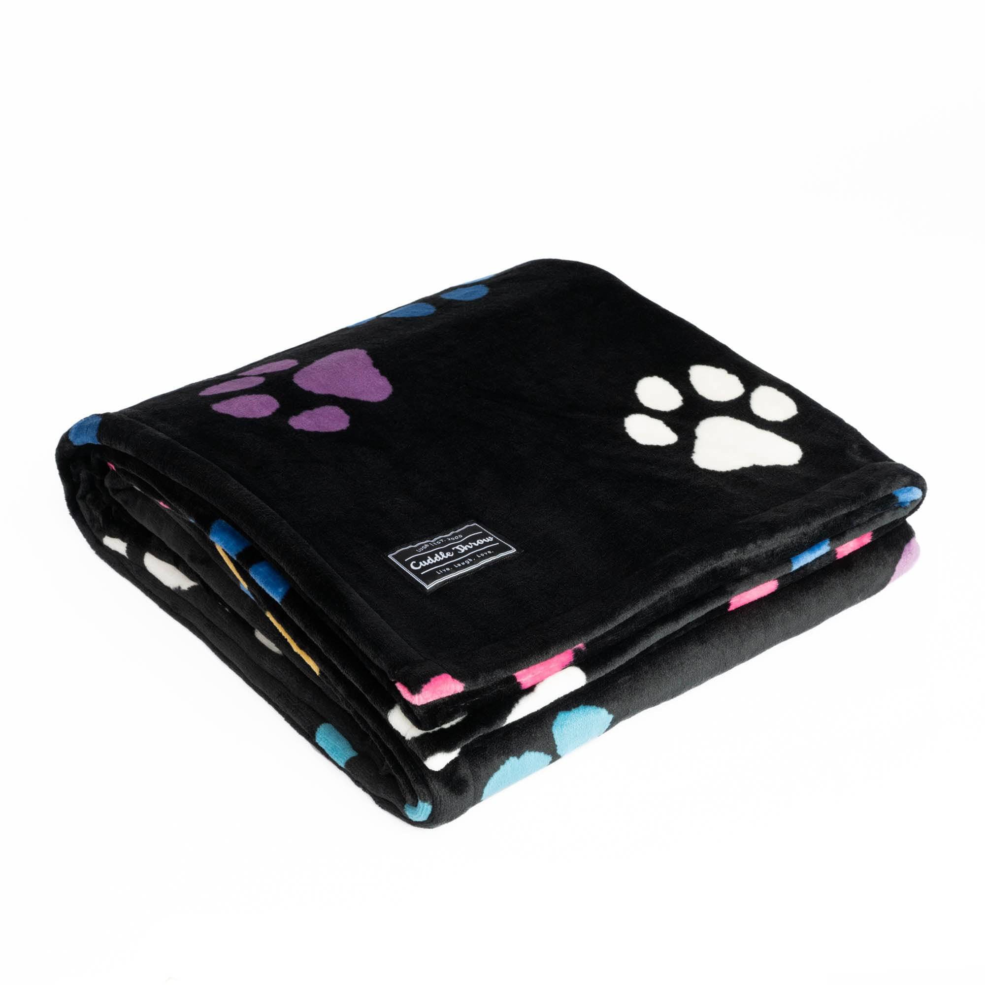 Cuddle Throw Blanket - PAWS BLACK 2 - CuddleThrow_Paws_02