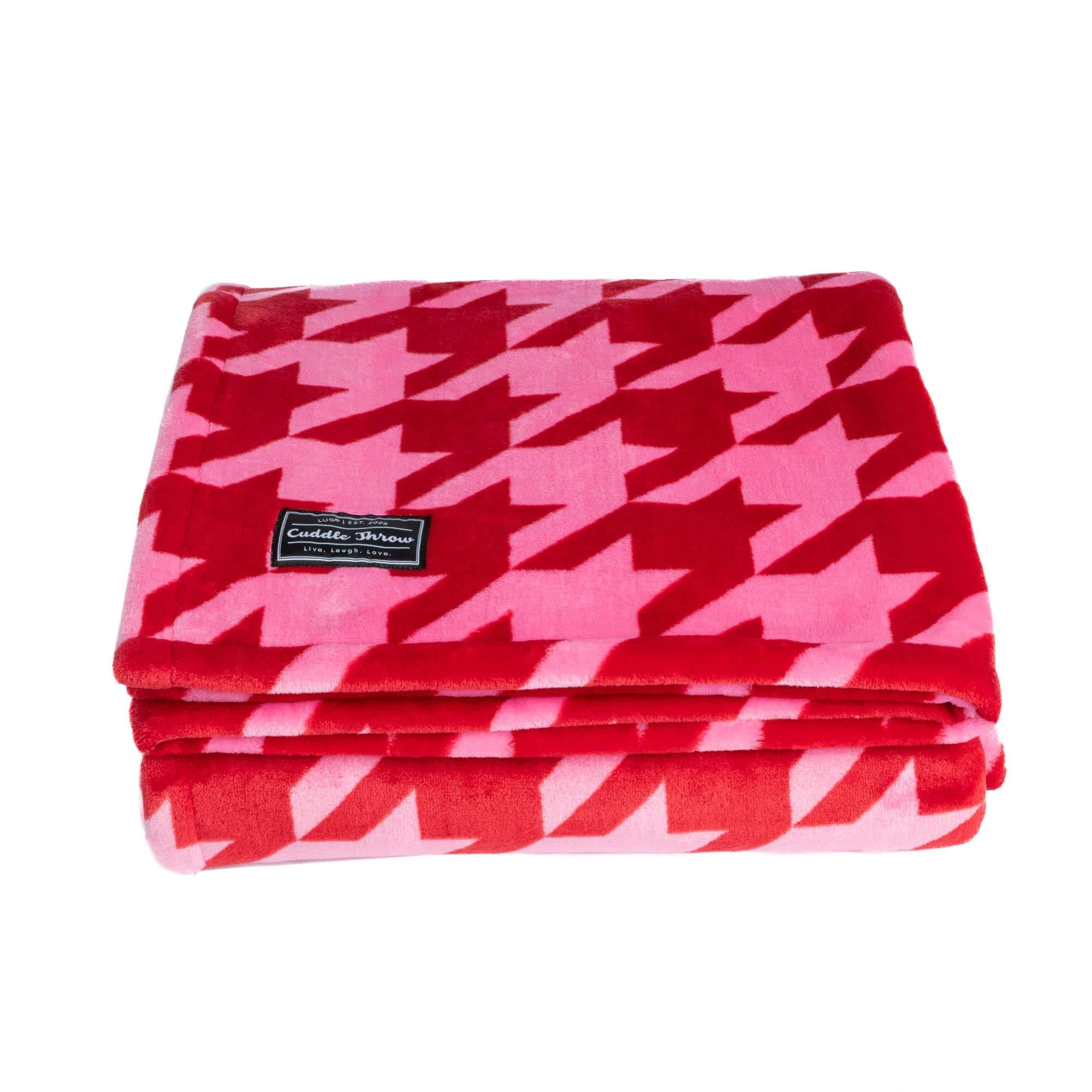 Cuddle Throw Blanket - MICRO HOUNDSTOOTH PINK - CuddleThrow_PinkMicroHoundstooth_01