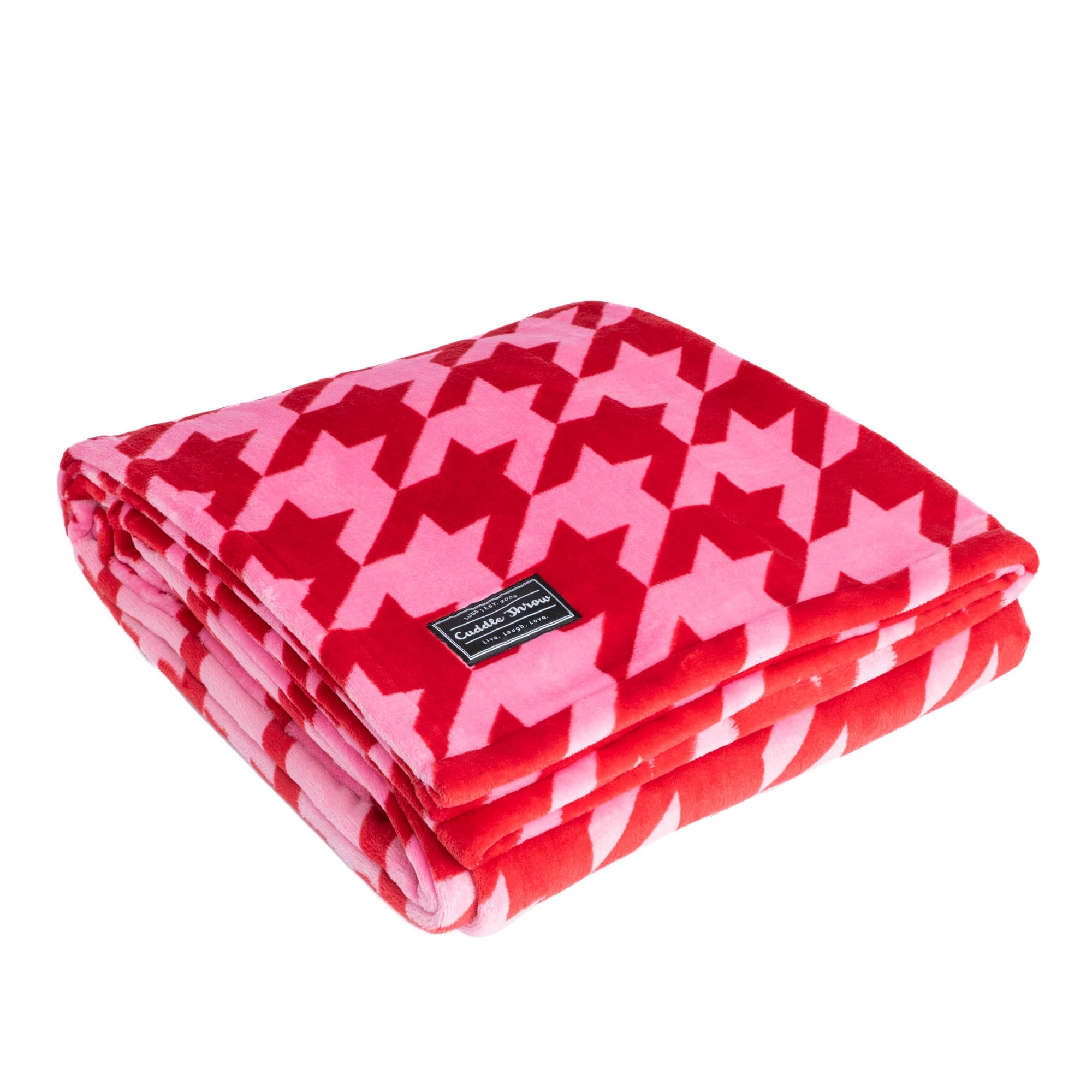 Cuddle Throw Blanket - PINK MICRO HOUNDSTOOTH - CuddleThrow_PinkMicroHoundstooth_02_awx7rs