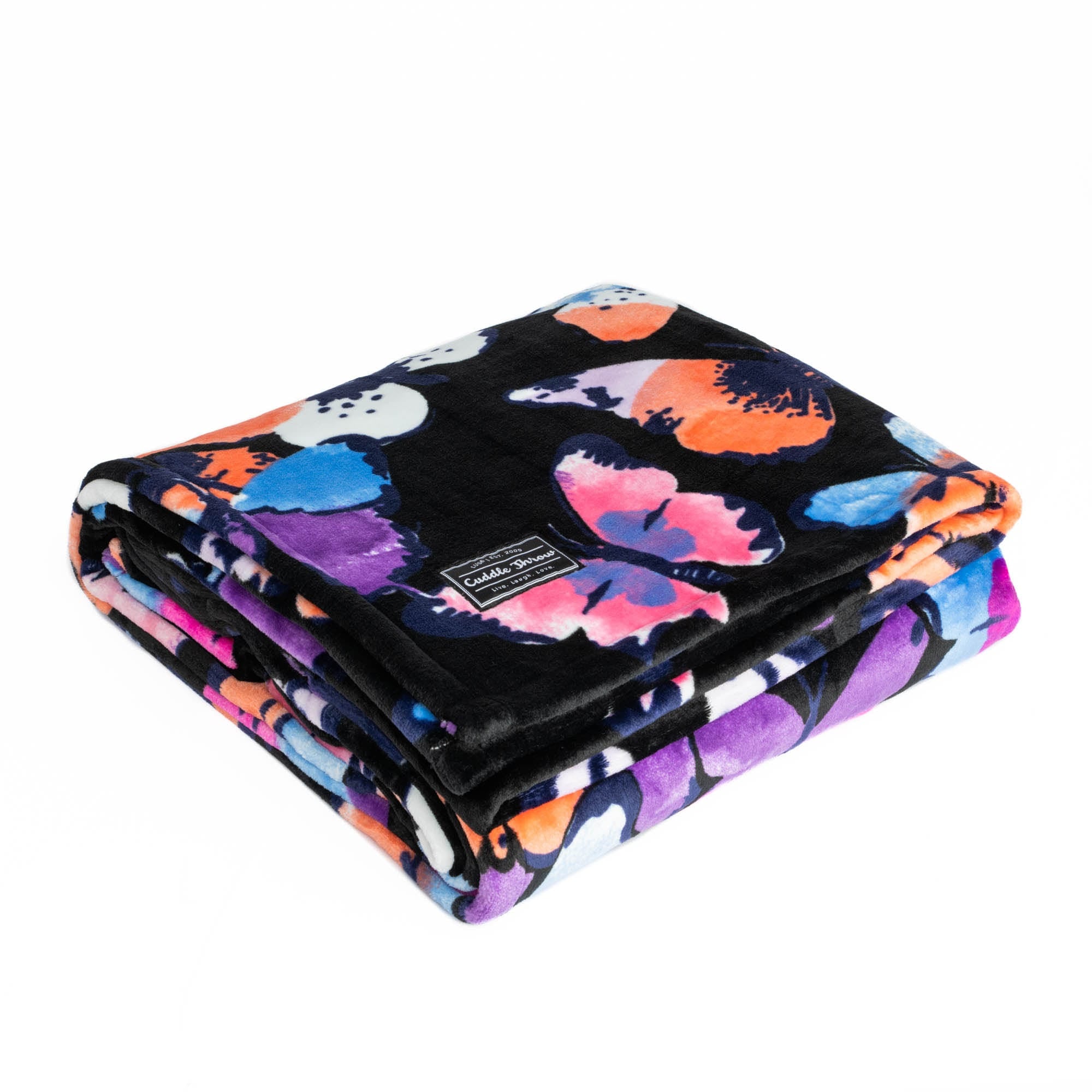 Cuddle Throw Blanket - WATERCOLOR BUTTERFLIES - CuddleThrow_WatercolourButterflies_02_nes98a