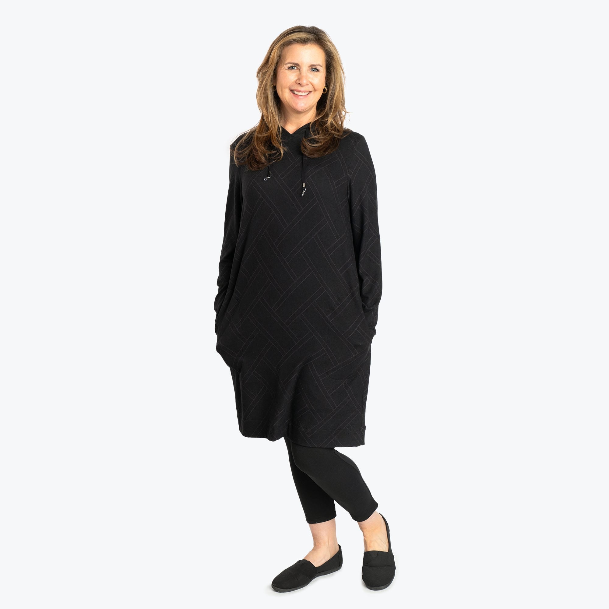 Dilly Dally Brushed Sweater Knit Lounge Dress - BLACK - DillyDallyLoungeDress_Black_01