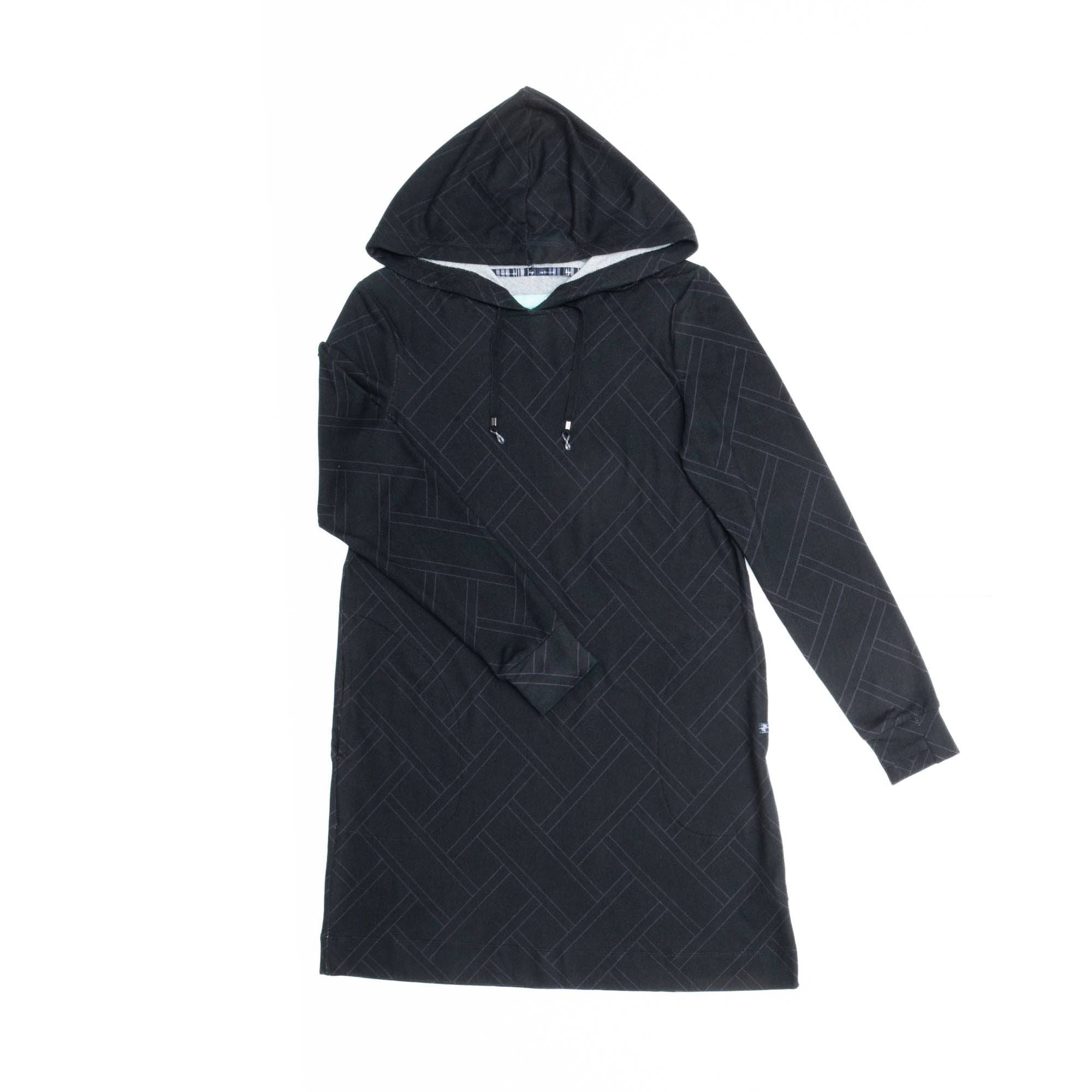 Dilly Dally Brushed Sweater Knit Lounge Dress - BLACK - DillyDallyLoungeDress_Black_Flatlay