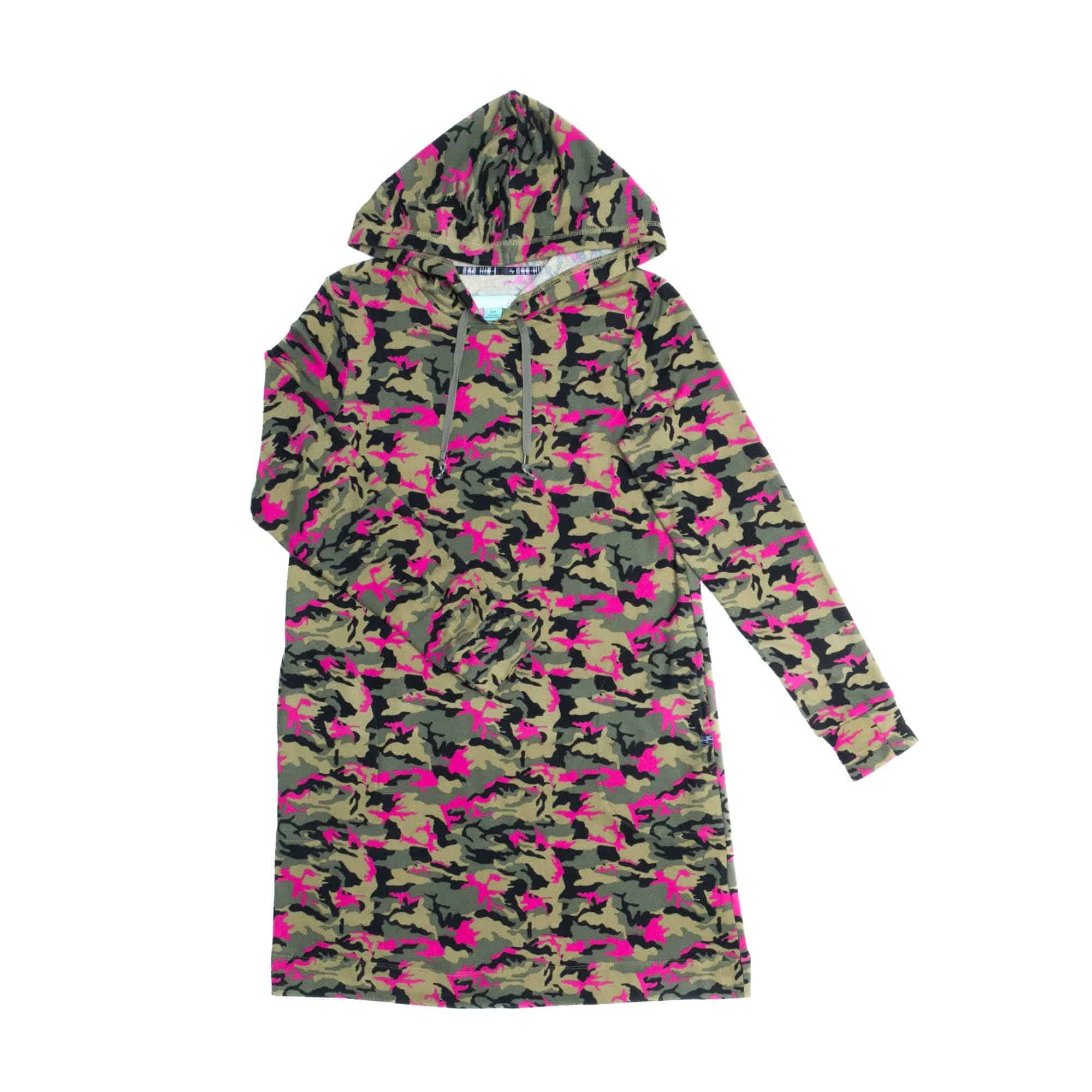 Dilly Dally Brushed Sweater Knit Lounge Dress - CAMO ORCHID - DillyDallyLoungeDress_CamoOrchid_Flatlay