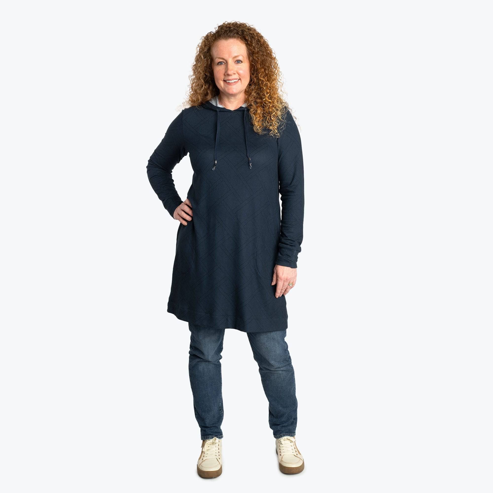 Dilly Dally Brushed Sweater Knit Lounge Dress - INDIGO - DillyDallyLoungeDress_Indigo_01