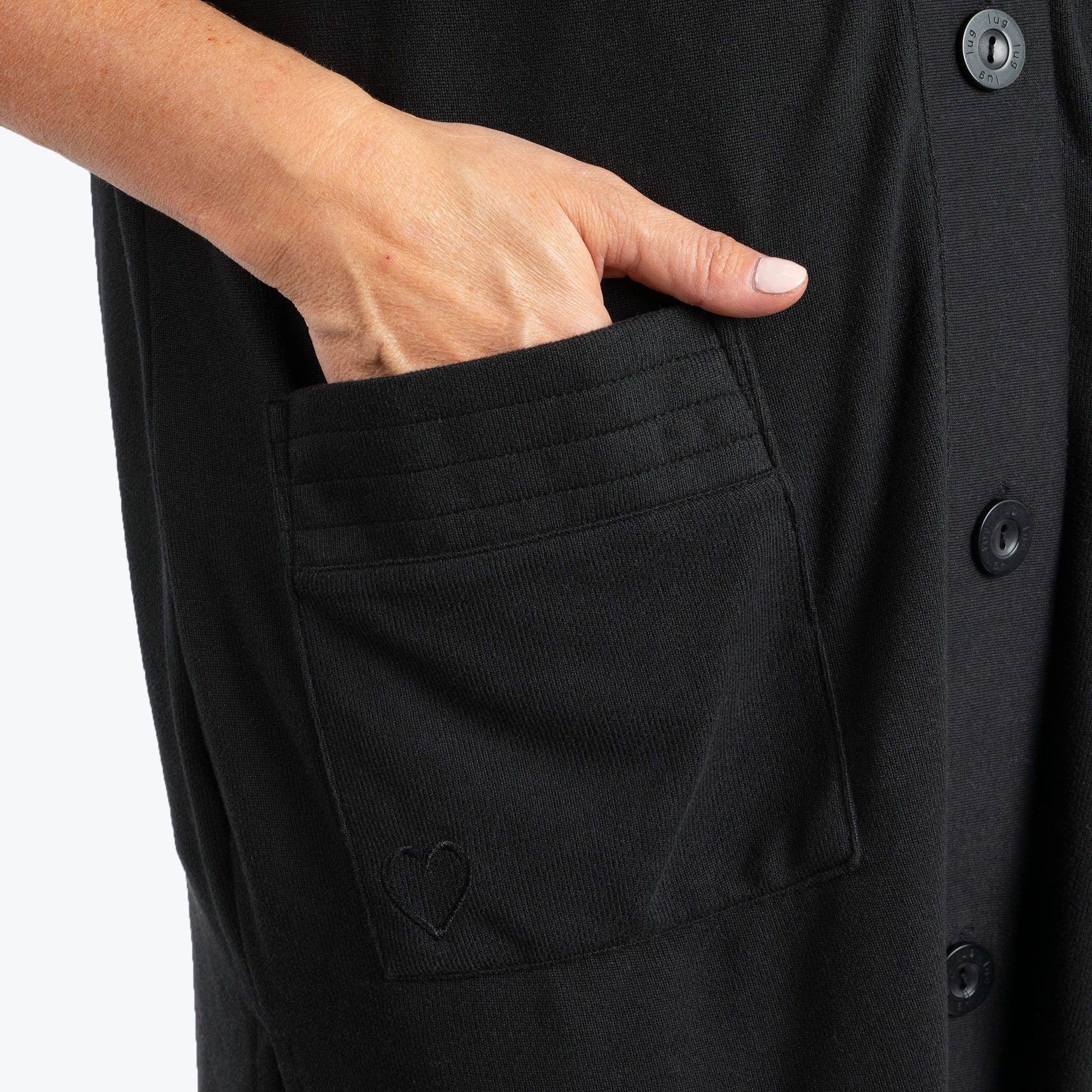 Dolly Brushed Sweater Knit Button Front Cardigan - BLACK - DollyButtonFrontCardigan_Black_03