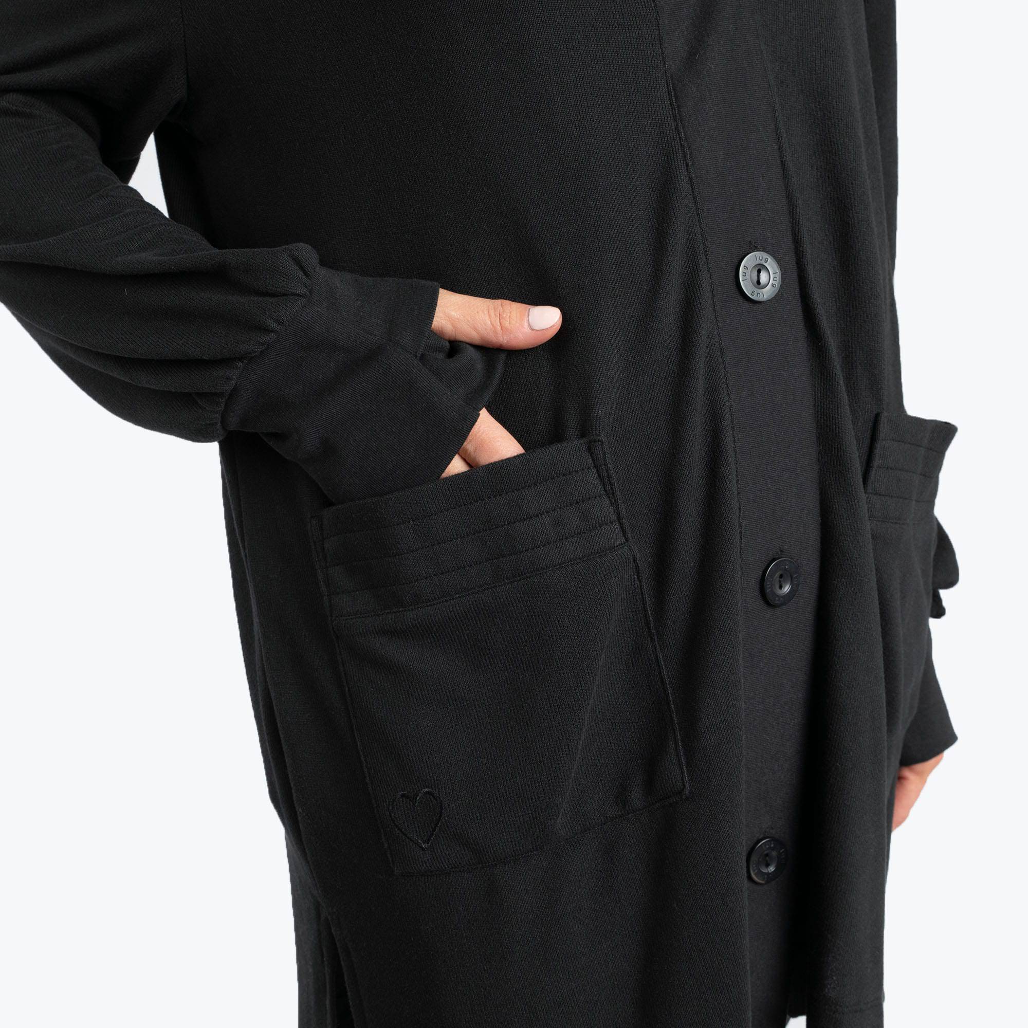 Dolly Brushed Sweater Knit Button Front Cardigan - BLACK - DollyButtonFrontCardigan_Black_04