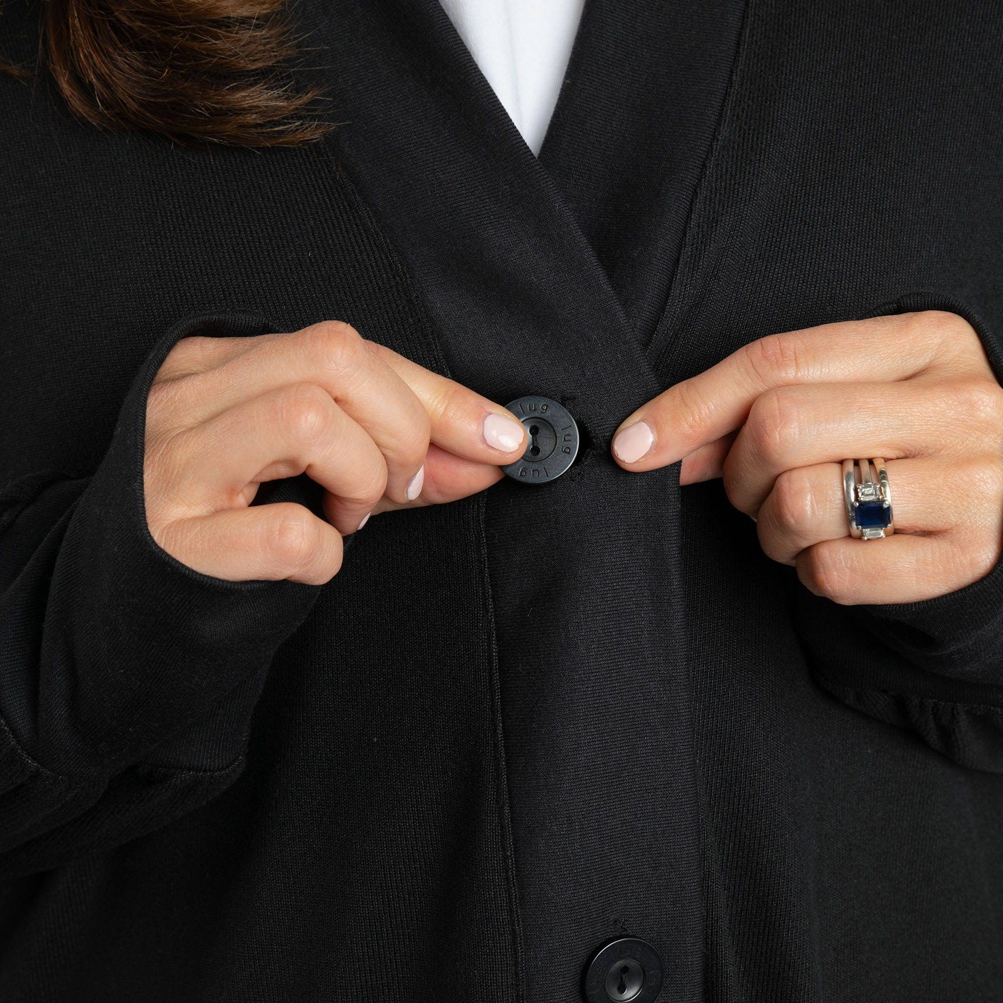 Dolly Brushed Sweater Knit Button Front Cardigan - BLACK - DollyButtonFrontCardigan_Black_05