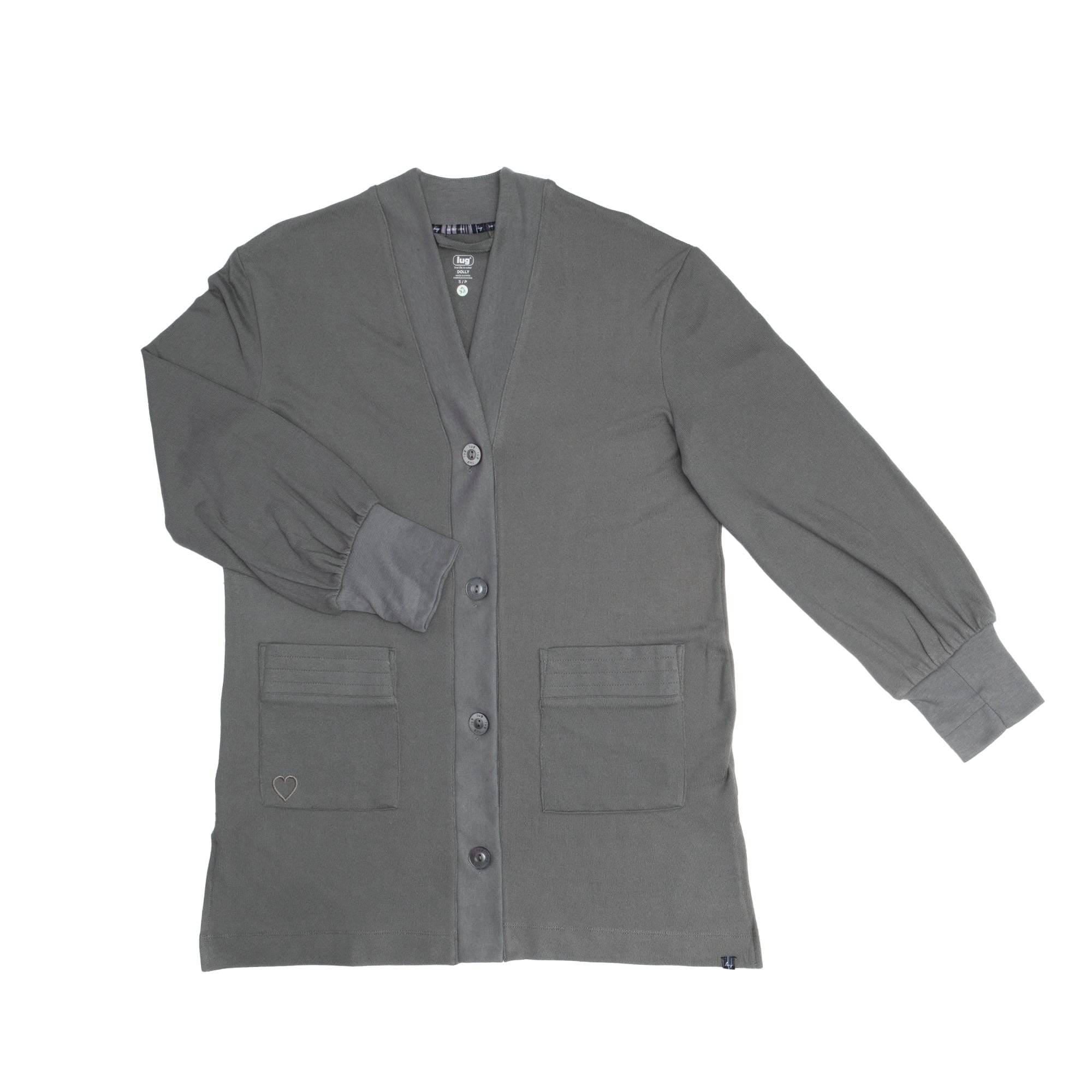 Dolly Brushed Sweater Knit Button Front Cardigan - FOG GREY - DollyButtonFrontCardigan_FogGrey_Flatlay