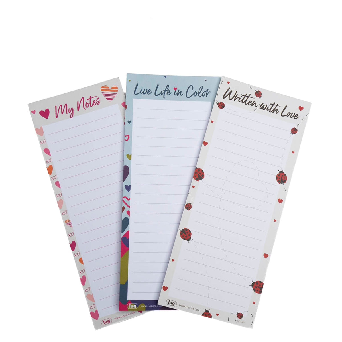 Doodle Notepad 3pk - 4.5&quot; x 11&quot; - LUG LOVE - Doodle_Notepad3pk_45x11_LugLove_01