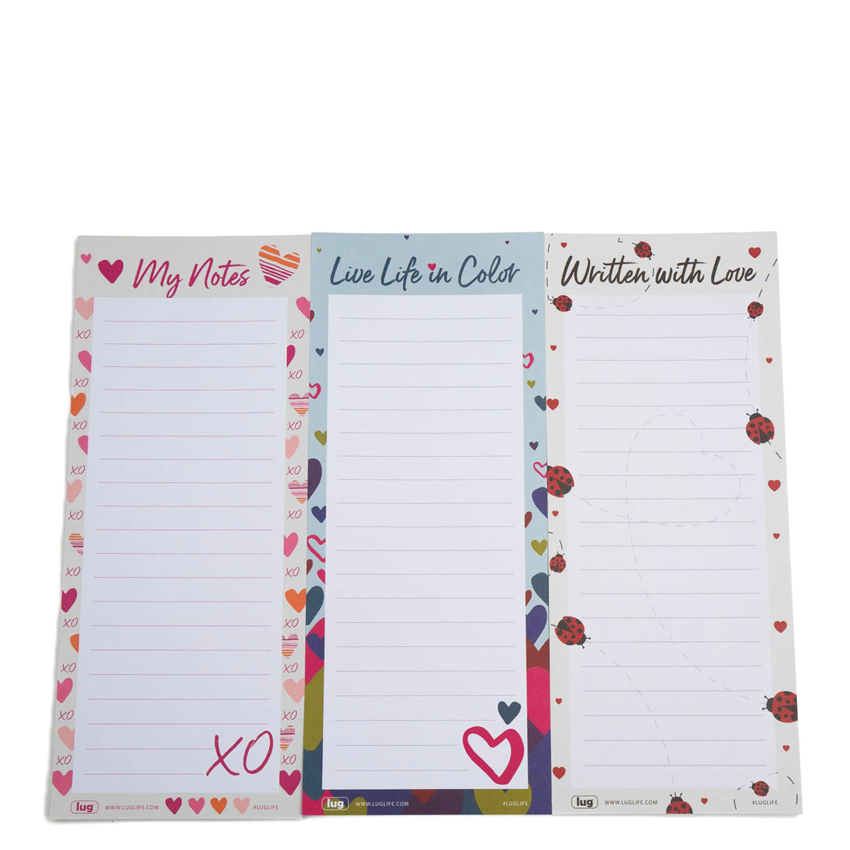 Doodle Notepad 3pk - 4.5&quot; x 11&quot; - LUG LOVE - Doodle_Notepad3pk_45x11_LugLove_02