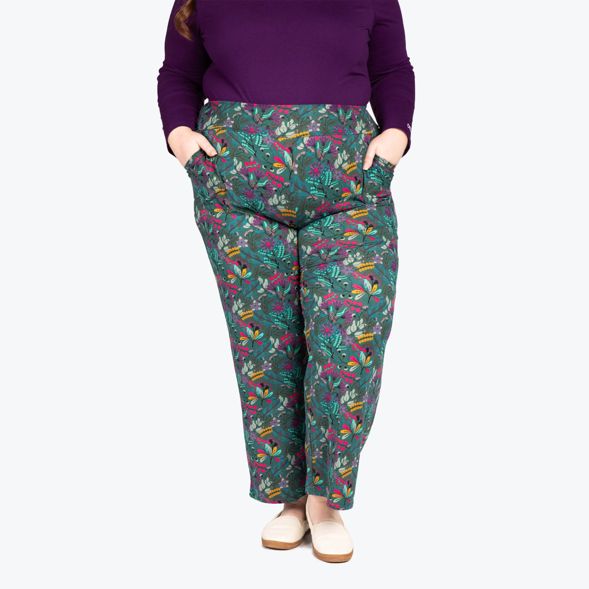 Dory Wide Leg Pants - EVERMORE FLORA GREEN - DoryBottom_EvermoreFloralGreen_01