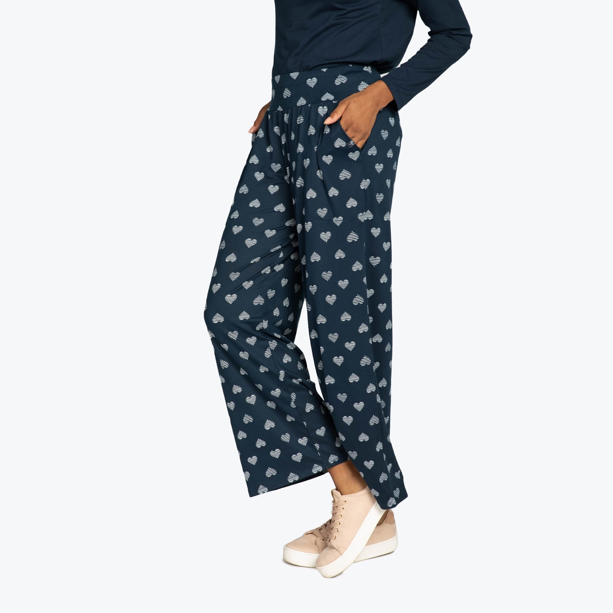 Dory Wide Leg Pants - - DoryBottom_HeartsNavy_08_513820ac-6c37-4312-882b-e405d557bace
