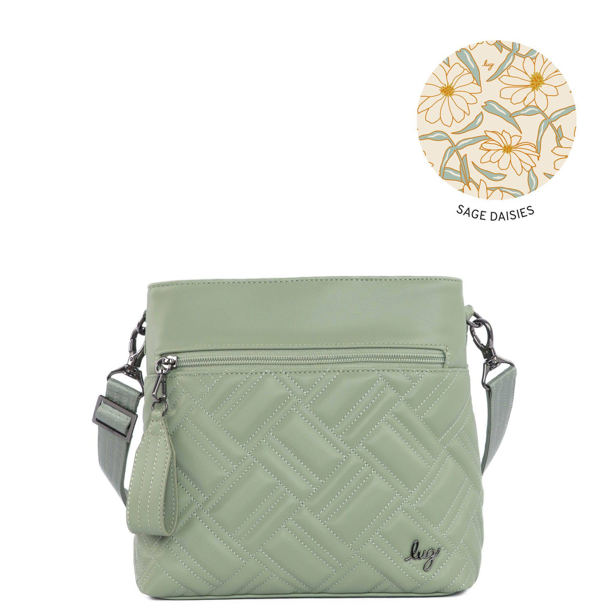 Double Dip Satin Luxe VL Crossbody Bag - SAGE GREEN - Double-Dip_Sage