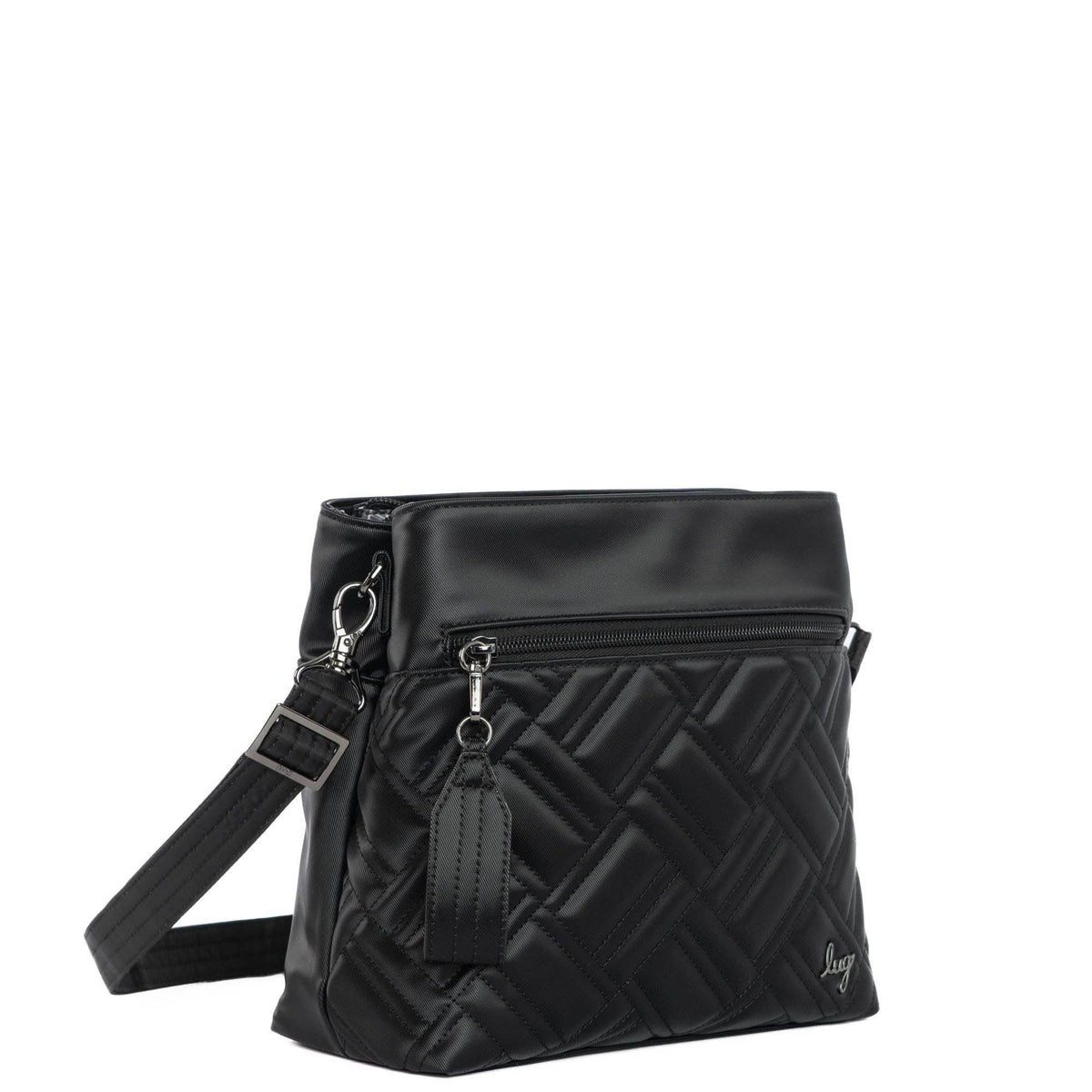 Double Dip Satin Luxe VL Crossbody Bag - BLACK - DoubleDip_SatinLuxe_Black_02