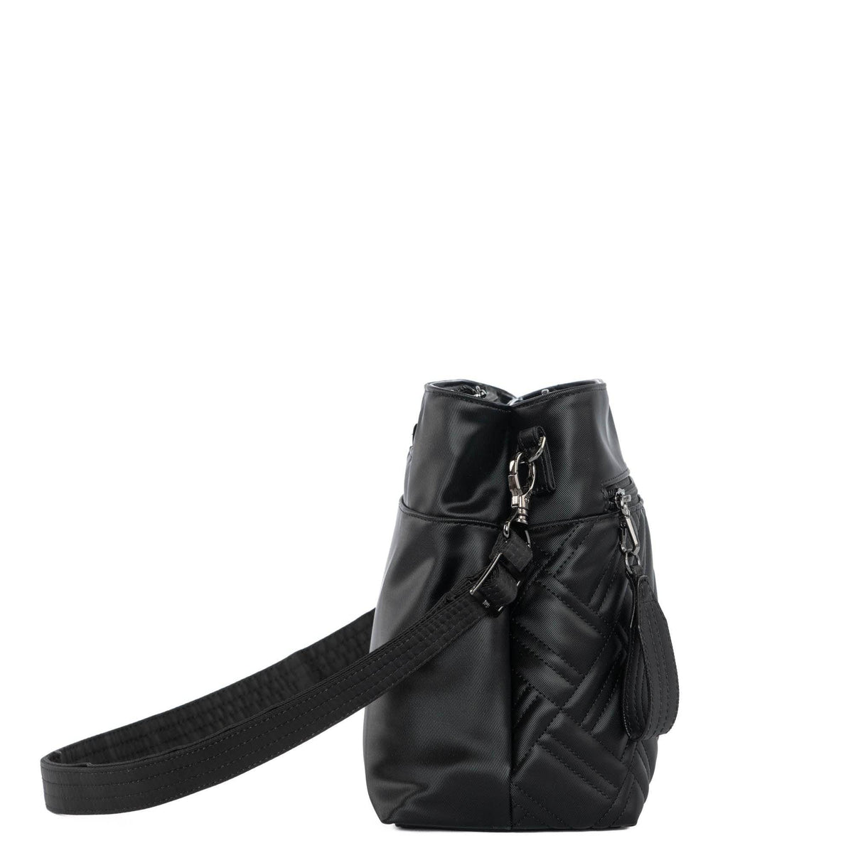 Double Dip Satin Luxe VL Crossbody Bag - BLACK - DoubleDip_SatinLuxe_Black_03