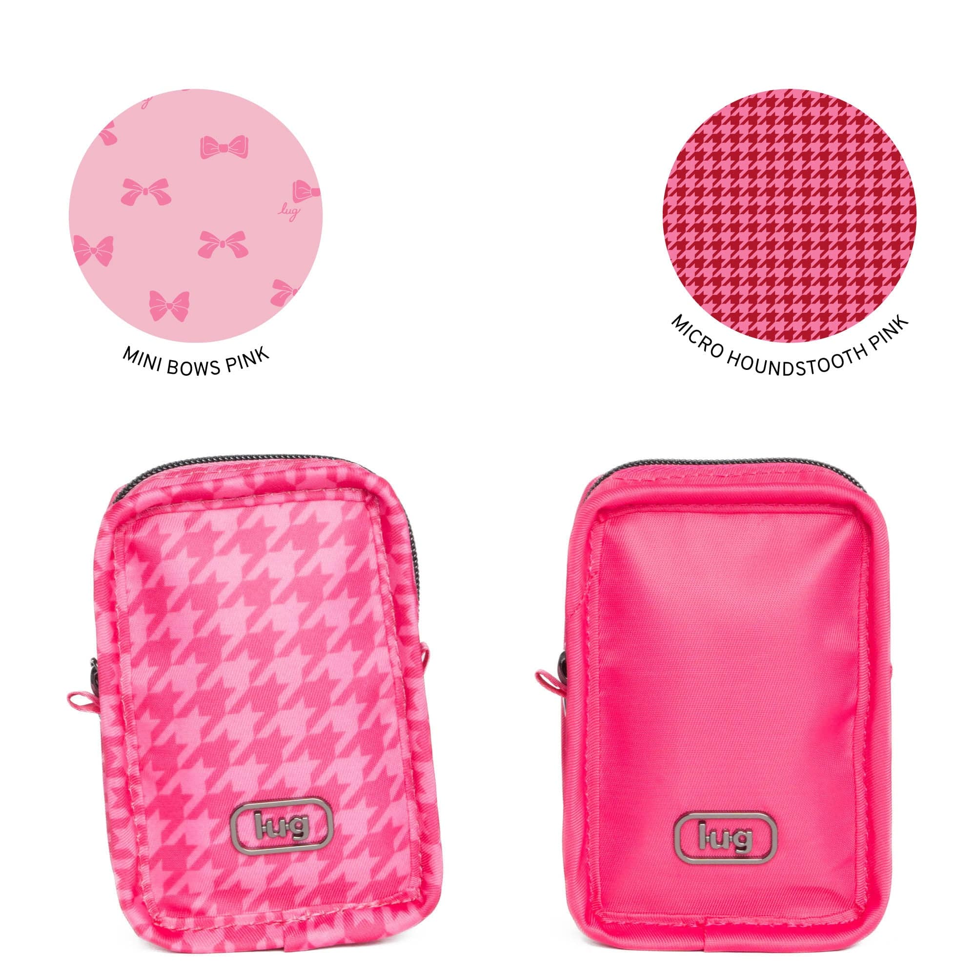 Drizzle Mini Zip Storage Pouch - 2pc Set - POWERFUL PINK MICRO HOUNDSTOOTH PINK - Drizzle2pc_MicroHoundstoothPink-PowerfulPink