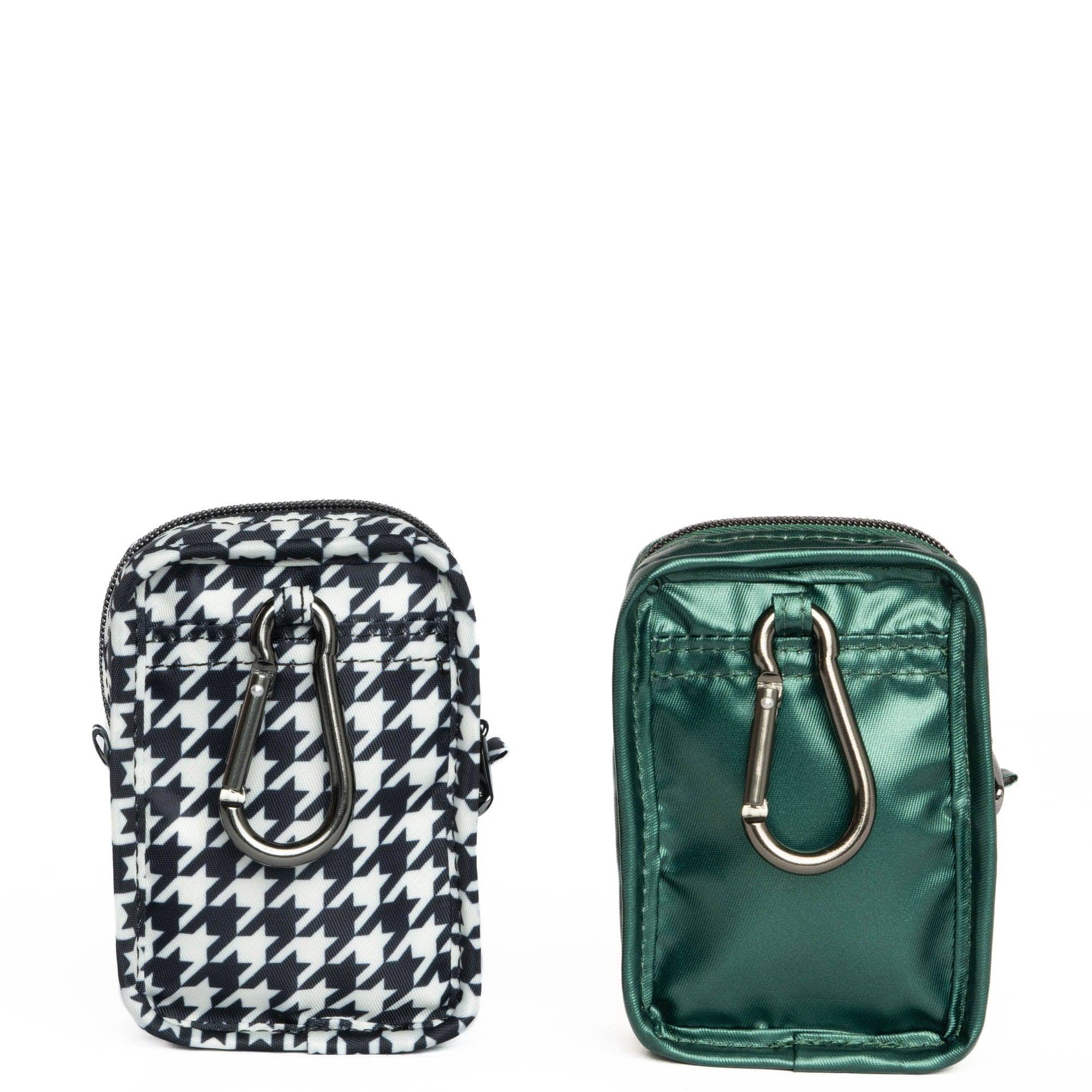 Drizzle Mini Zip Storage Pouch - 2pc Set - MICRO HOUNDSTOOTH METALLIC WICKEDLY GREEN - Drizzle2pc_MicroHoundstoothWickedlyGreen_04
