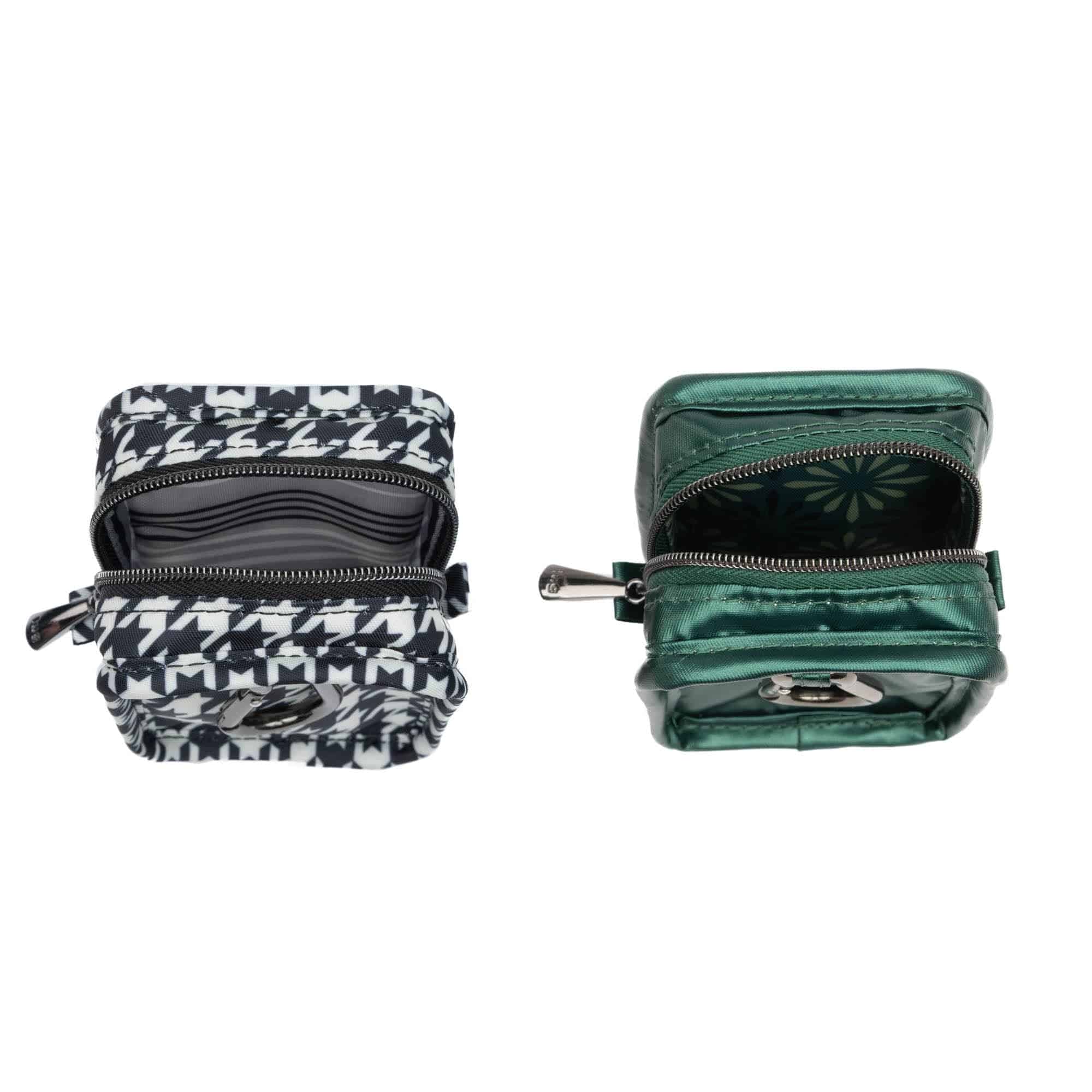 Drizzle Mini Zip Storage Pouch - 2pc Set - MICRO HOUNDSTOOTH METALLIC WICKEDLY GREEN - Drizzle2pc_MicroHoundstoothWickedlyGreen_05