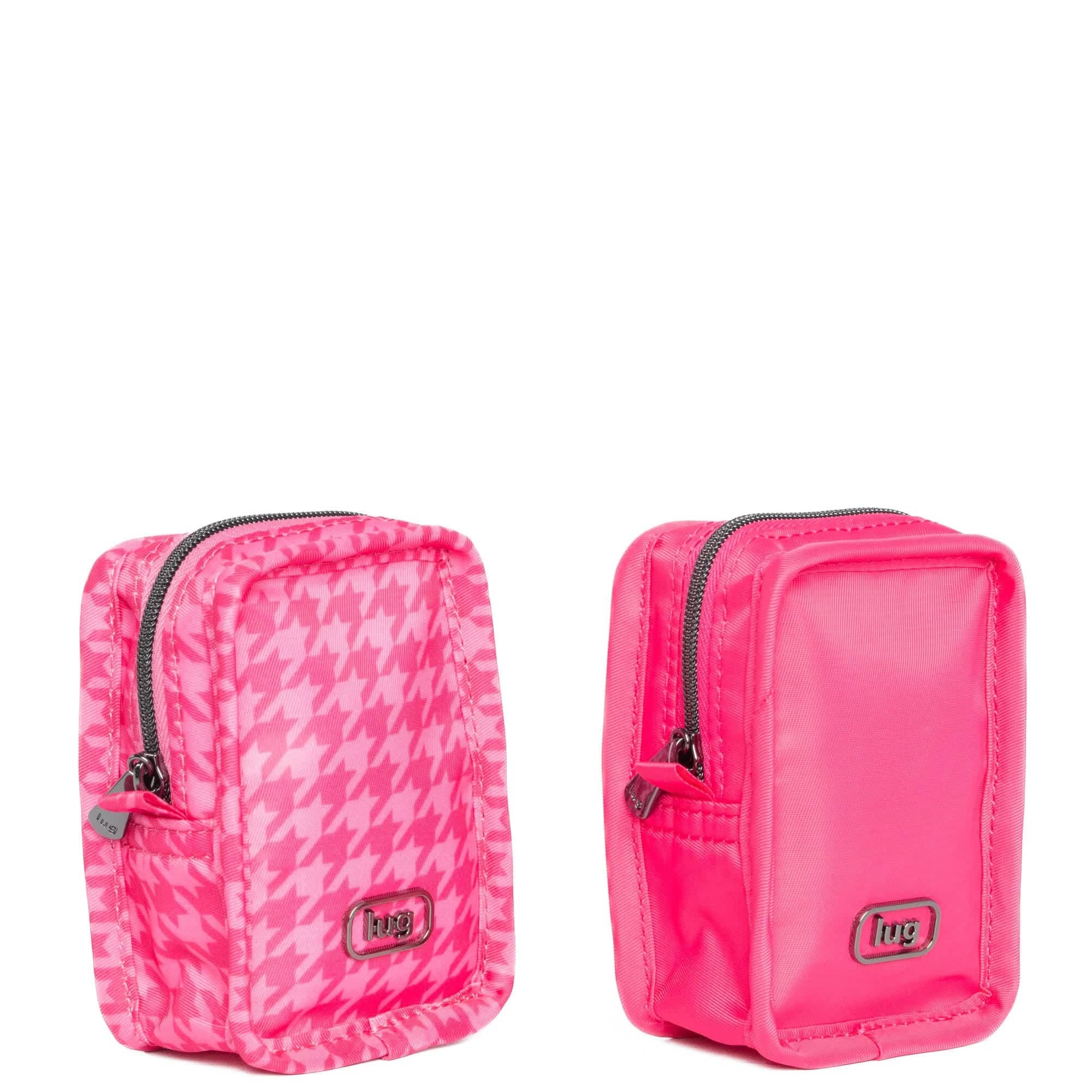 Drizzle Mini Zip Storage Pouch - 2pc Set - POWERFUL PINK MICRO HOUNDSTOOTH PINK - Drizzle2pc_PinkMicroHoundstoothPowerfulPink_02