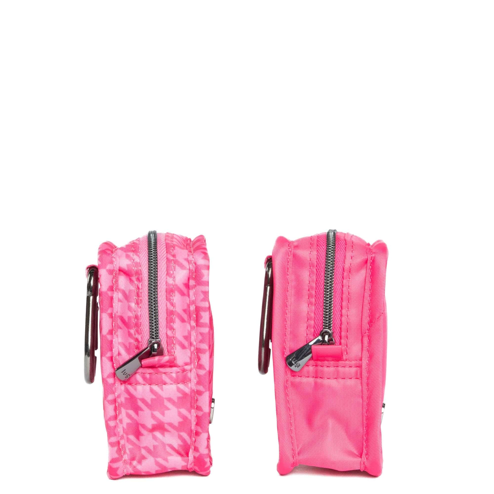 Drizzle Mini Zip Storage Pouch - 2pc Set - POWERFUL PINK MICRO HOUNDSTOOTH PINK - Drizzle2pc_PinkMicroHoundstoothPowerfulPink_03