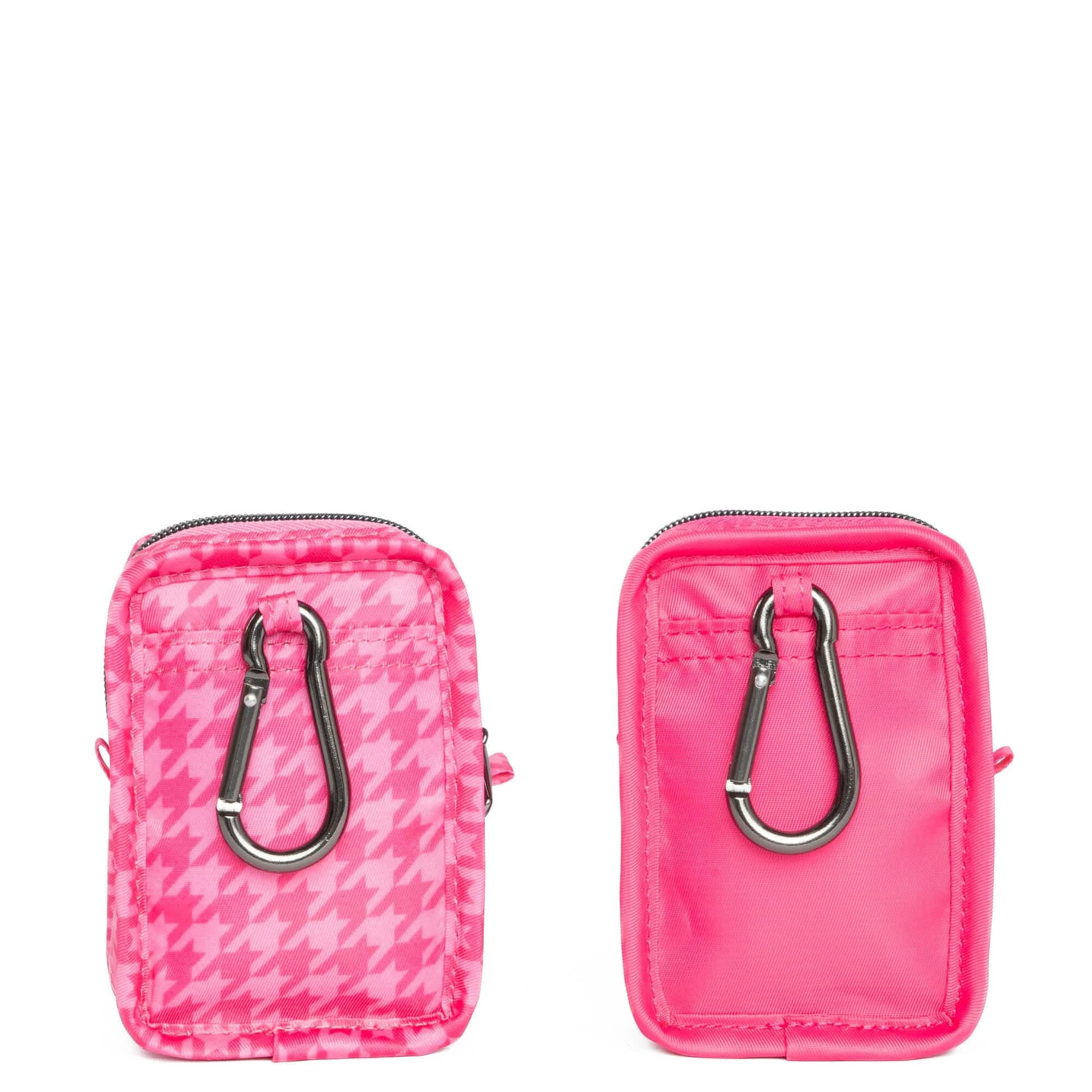Drizzle Mini Zip Storage Pouch - 2pc Set - POWERFUL PINK MICRO HOUNDSTOOTH PINK - Drizzle2pc_PinkMicroHoundstoothPowerfulPink_04