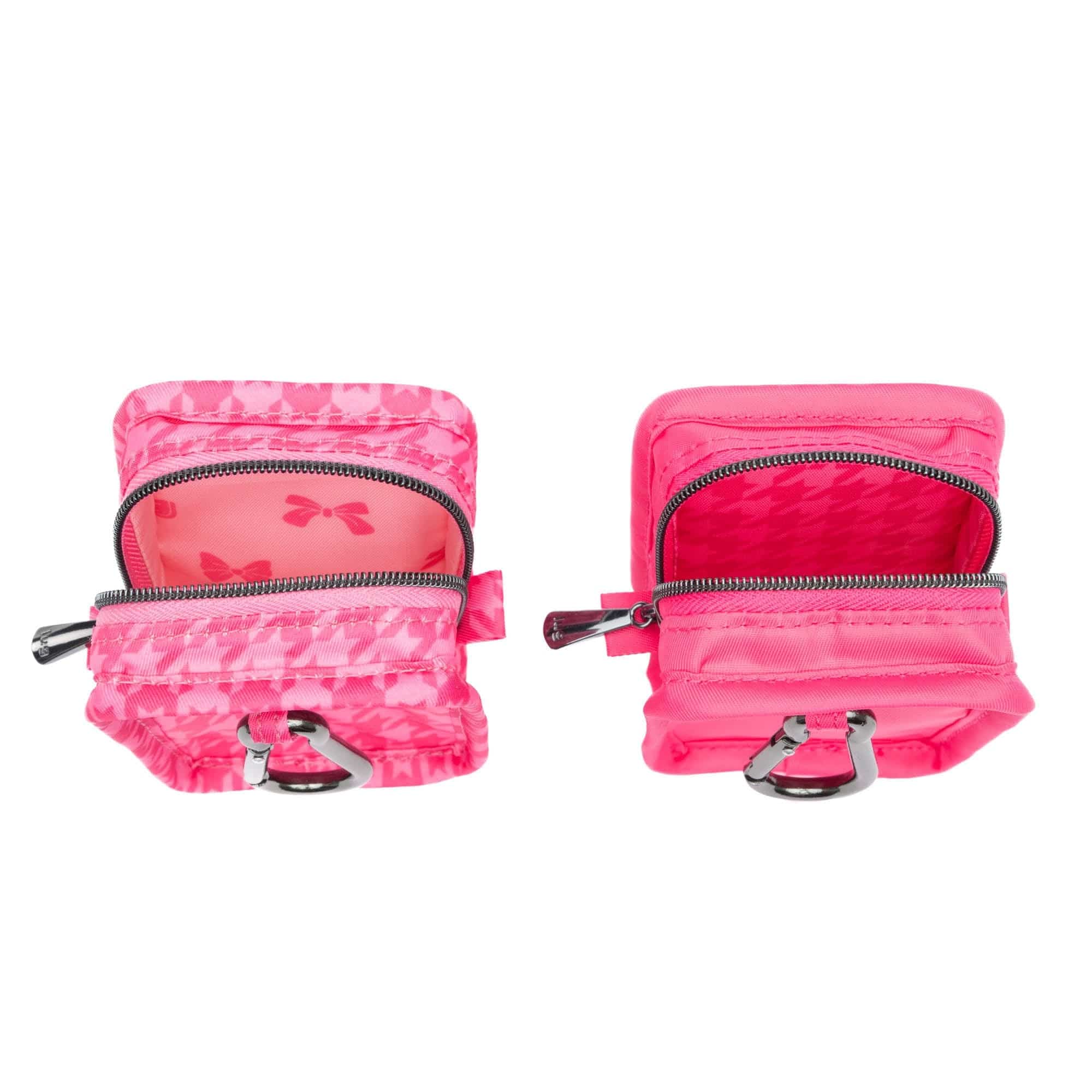 Drizzle Mini Zip Storage Pouch - 2pc Set - POWERFUL PINK MICRO HOUNDSTOOTH PINK - Drizzle2pc_PinkMicroHoundstoothPowerfulPink_05