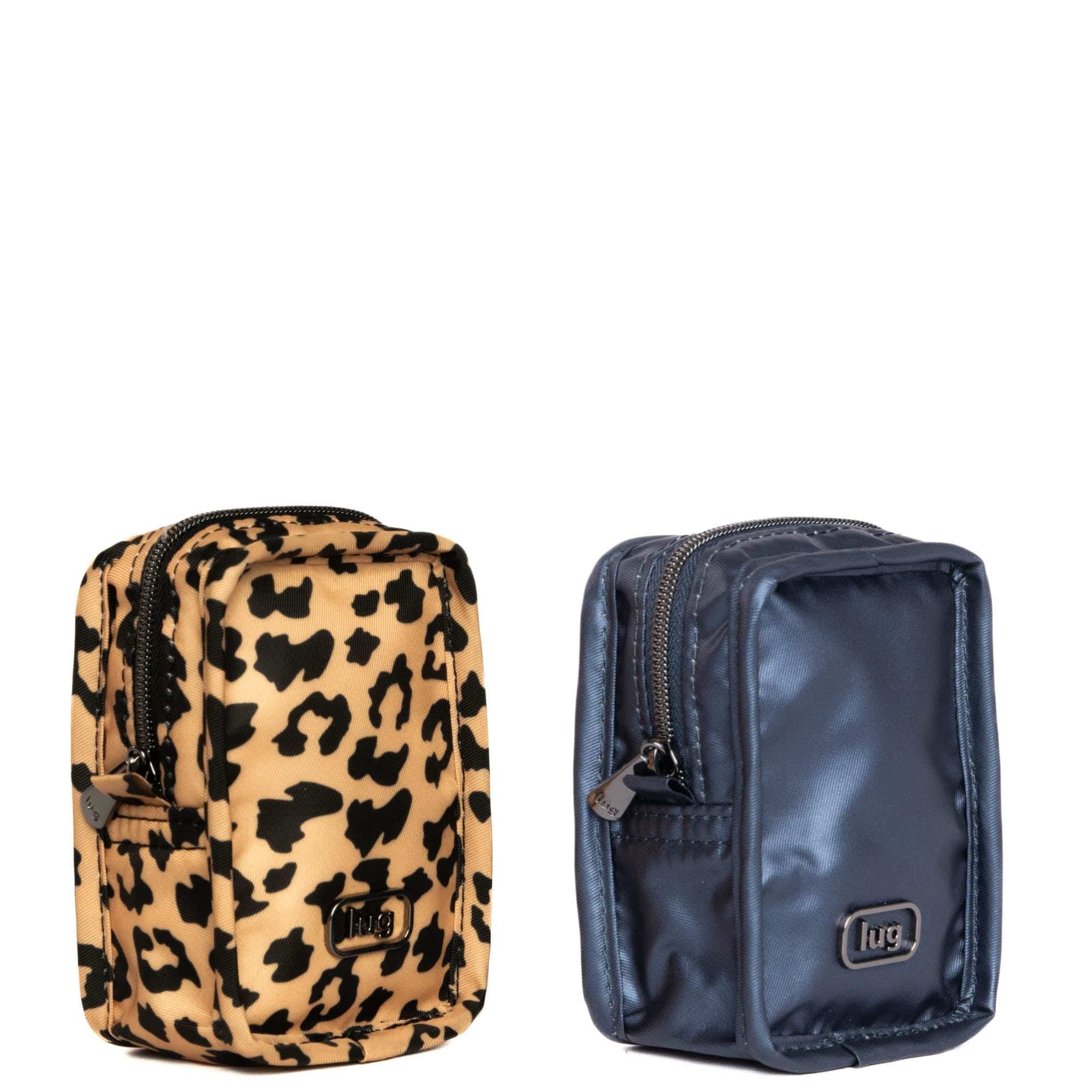 Drizzle Mini Zip Storage Pouch - 2pc Set - SPOTTED LEOPARD METALLIC INDIGO - Drizzle2pc_SpottedLeopardMetallicIndigo_02
