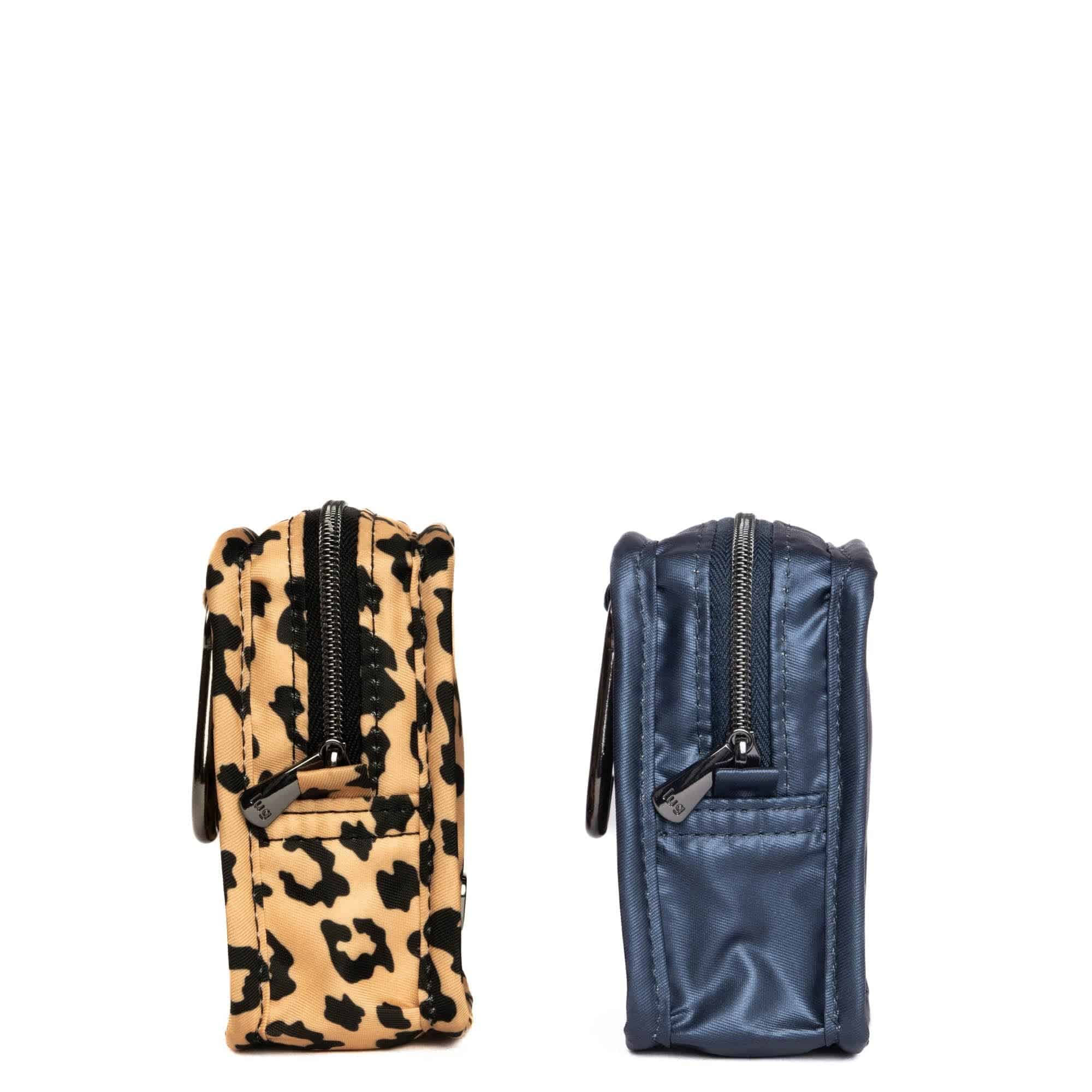 Drizzle Mini Zip Storage Pouch - 2pc Set - SPOTTED LEOPARD METALLIC INDIGO - Drizzle2pc_SpottedLeopardMetallicIndigo_03