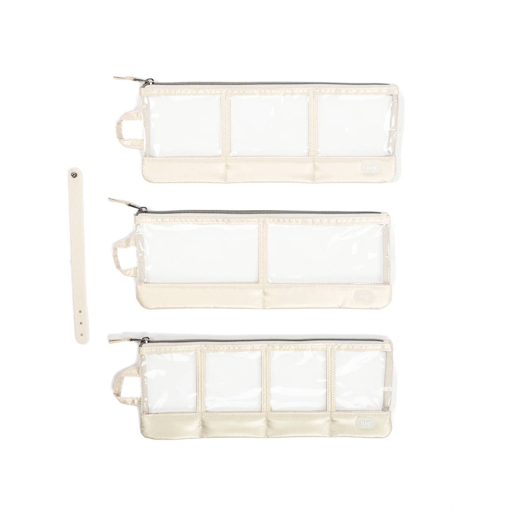 Envelope 3pc Clearview Zip Organizers - METALLIC CHAMPAGNE - EnvelopeCV_MetallicChampagne_01