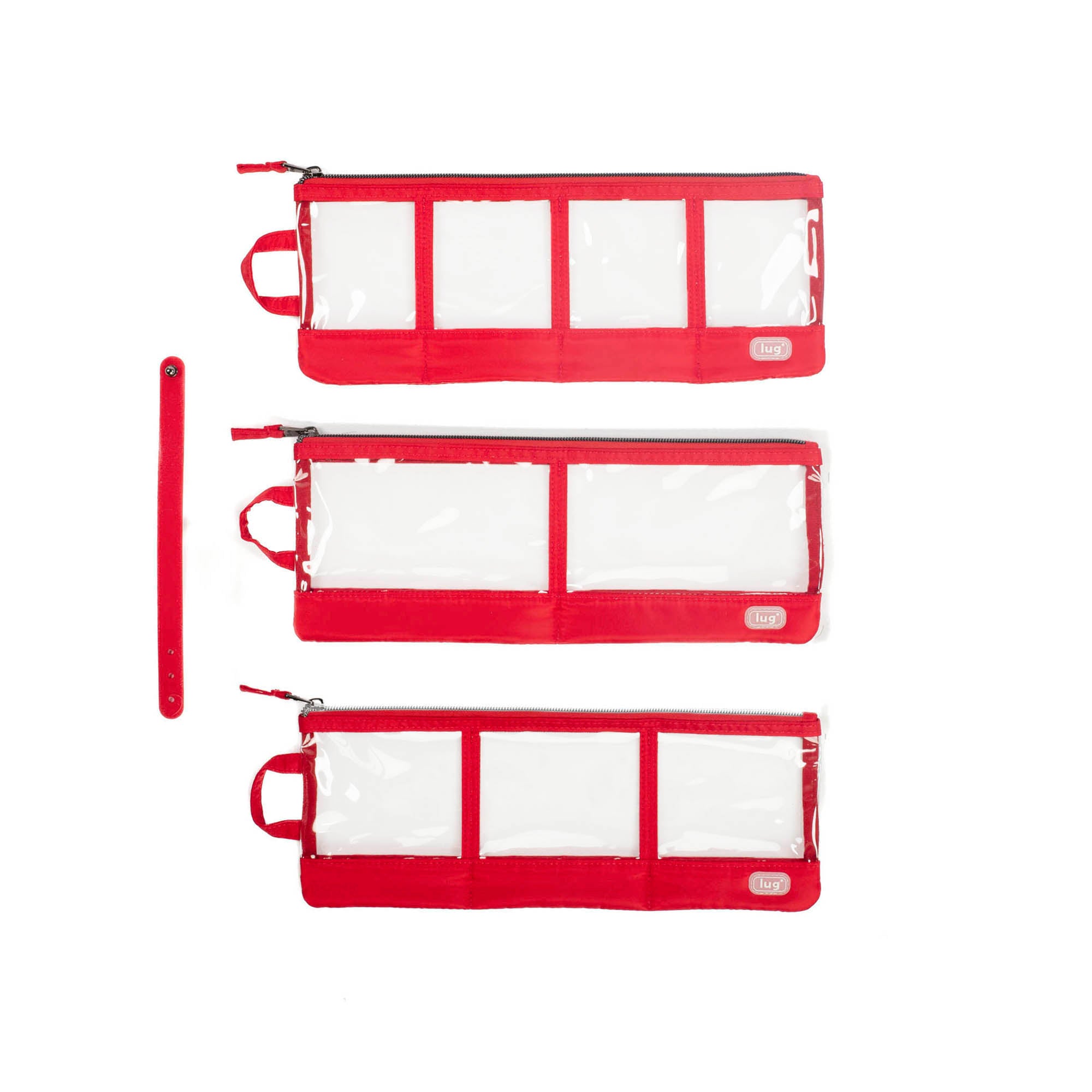 Envelope 3pc Clearview Zip Organizers - POPPY RED - EnvelopeCV_PoppyRed_01