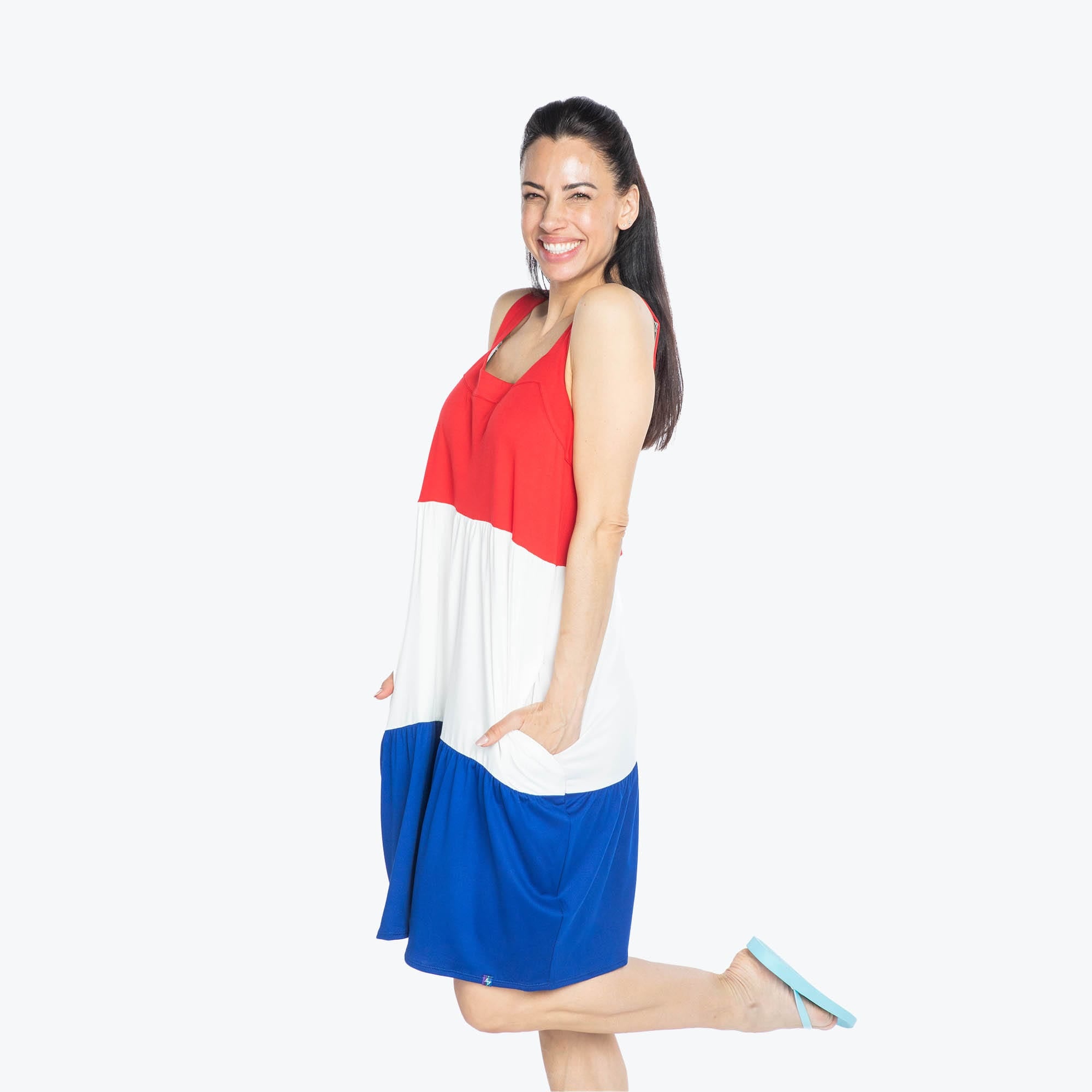 Flare Colorblock Dress - PATRIOTIC RED - Flare_PatrioticRed_S_03