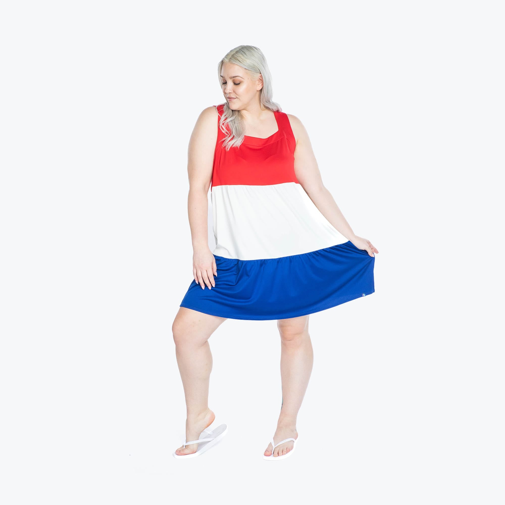 Flare Colorblock Dress - PATRIOTIC RED - Flare_PatrioticRed_XL_01
