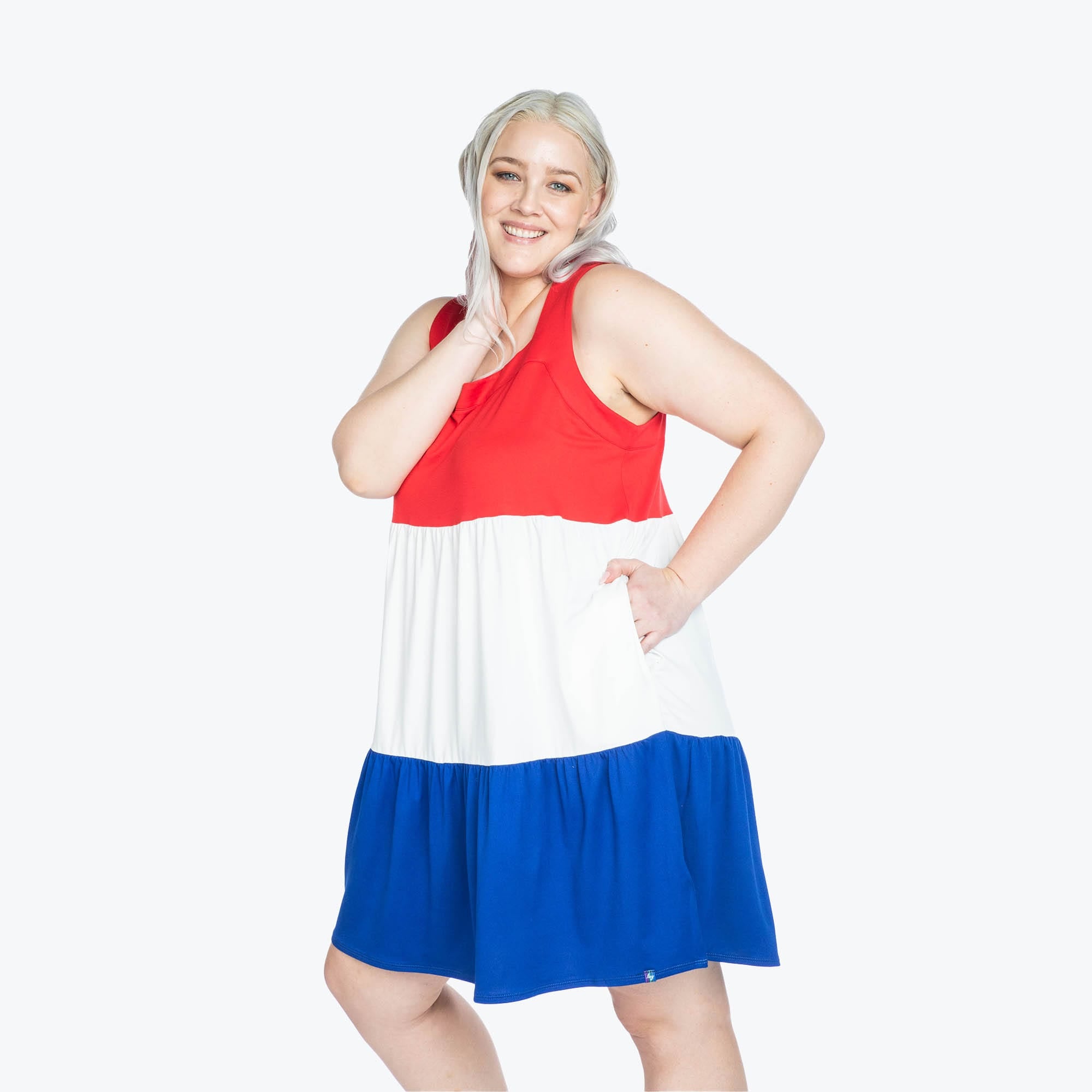 Flare Colorblock Dress - PATRIOTIC RED - Flare_PatrioticRed_XL_03