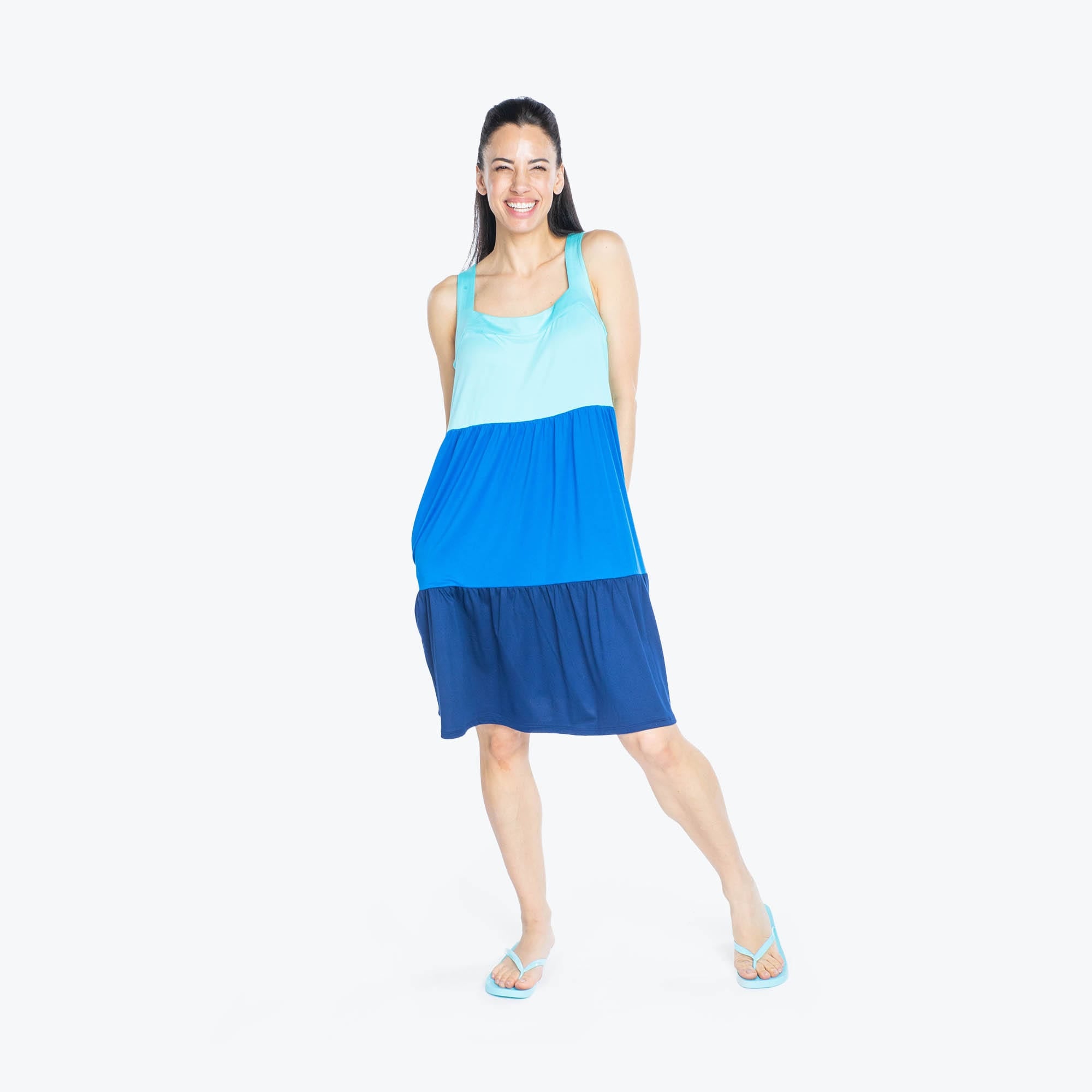 Flare Colorblock Dress - SEASIDE BLUE - Flare_SeasideBlue_S_01