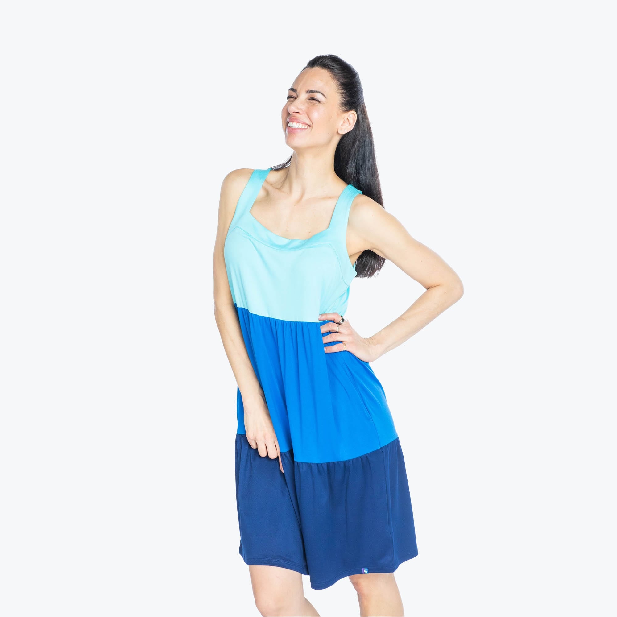 Flare Colorblock Dress - SEASIDE BLUE - Flare_SeasideBlue_S_03