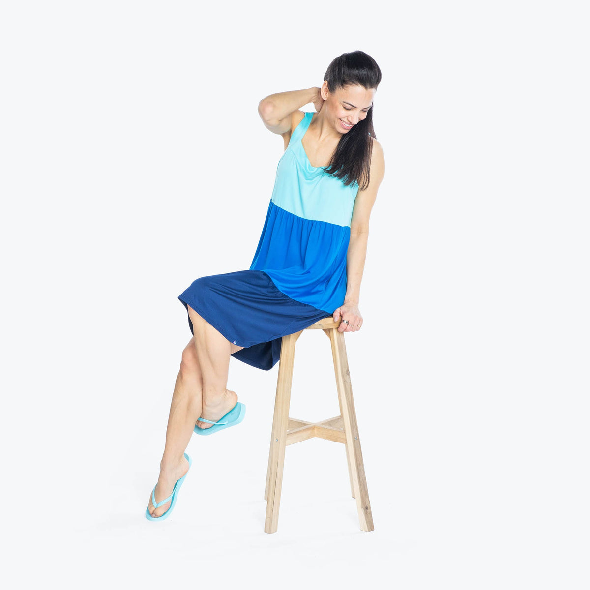 Flare Colorblock Dress - SEASIDE BLUE - Flare_SeasideBlue_S_05